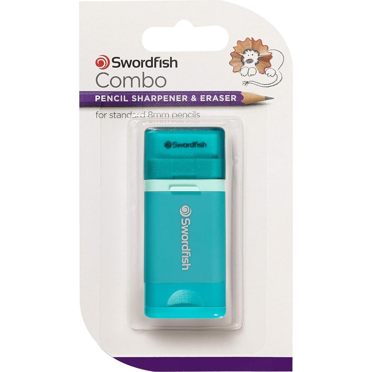 Sacapuntas y Borrador 2 en 1 Swordfish Turquesa 8mm