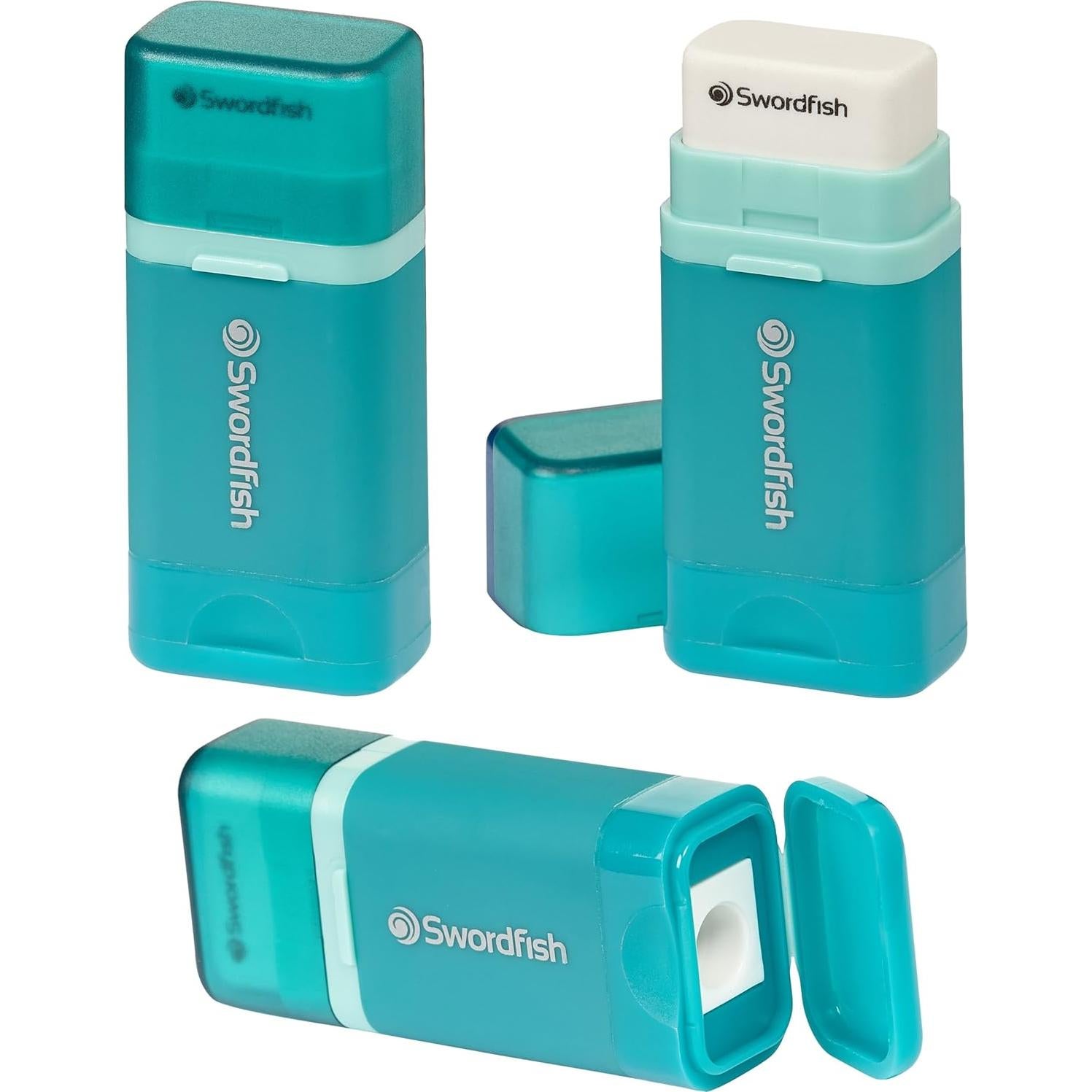 Sacapuntas y Borrador 2 en 1 Swordfish Turquesa 8mm