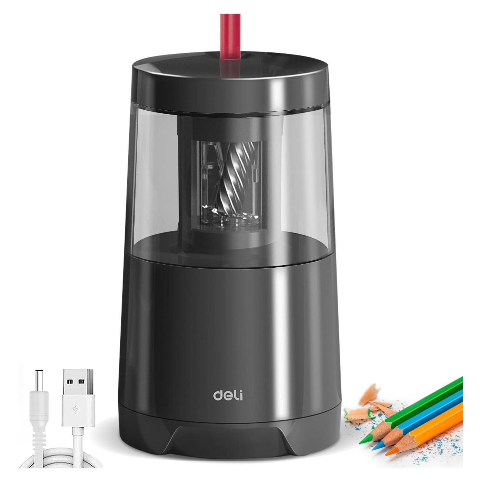 Afilador Eléctrico de Lápices Deli Negro Automático USB