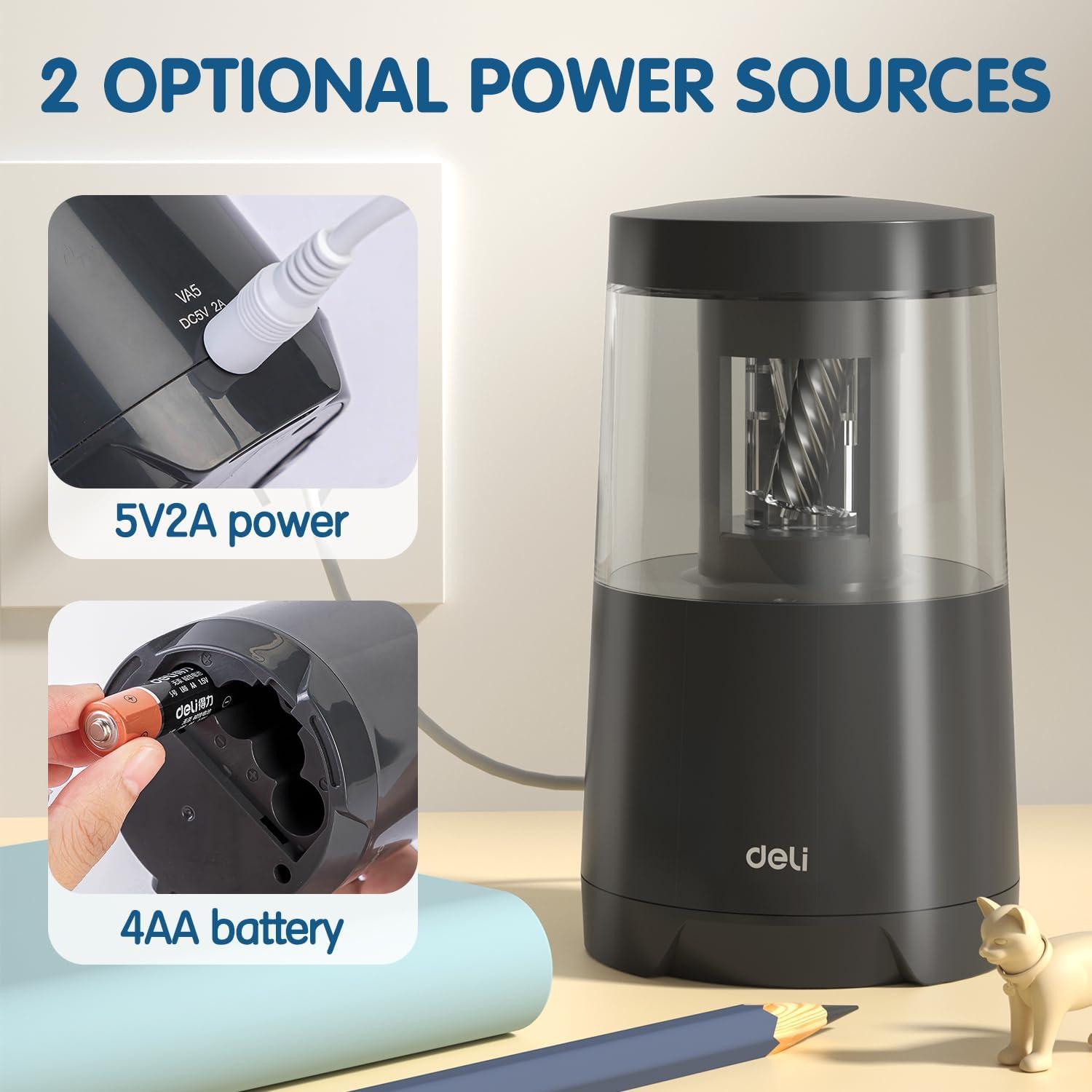 Afilador Eléctrico de Lápices Deli Negro Automático USB