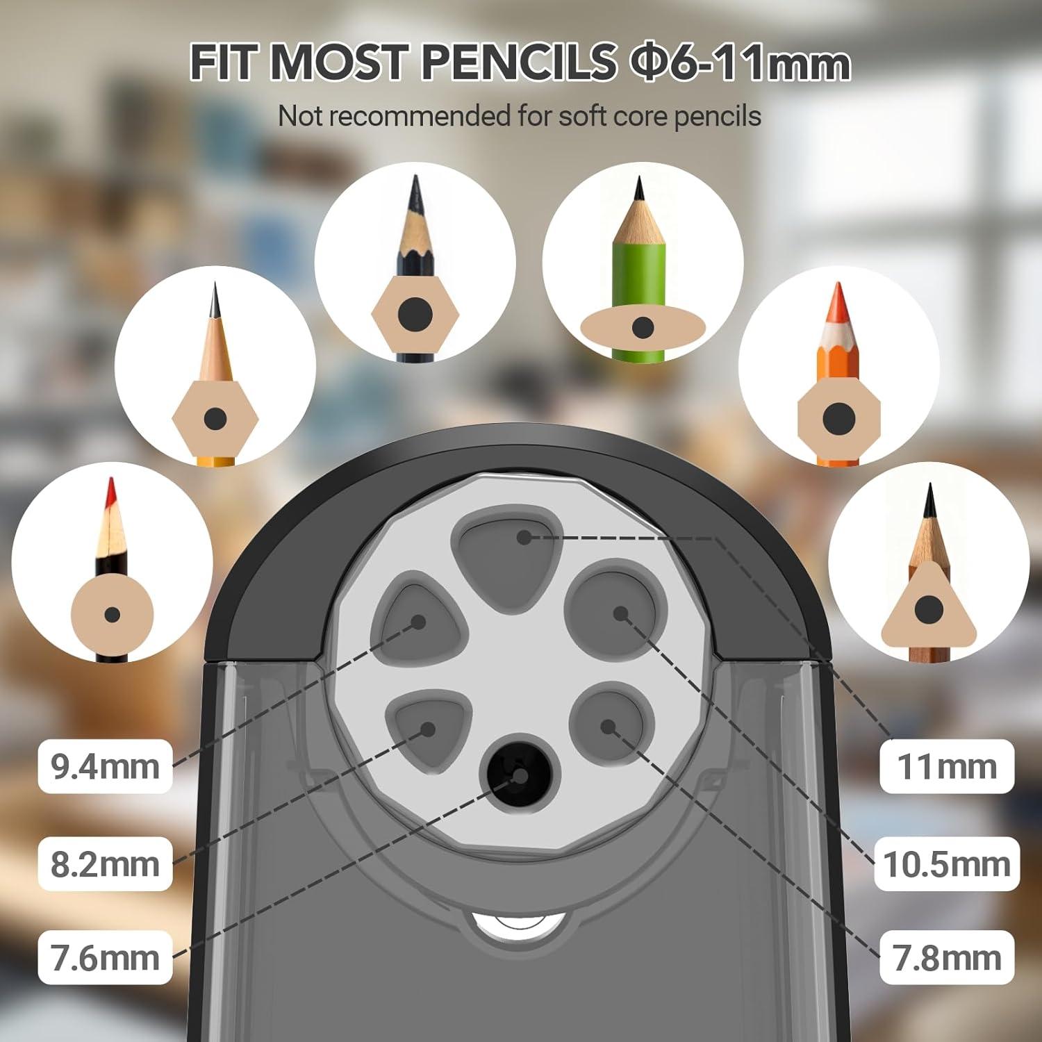 Sacapuntas Eléctrico AFMAT PSD2 Negro 6 Agujeros Recargable