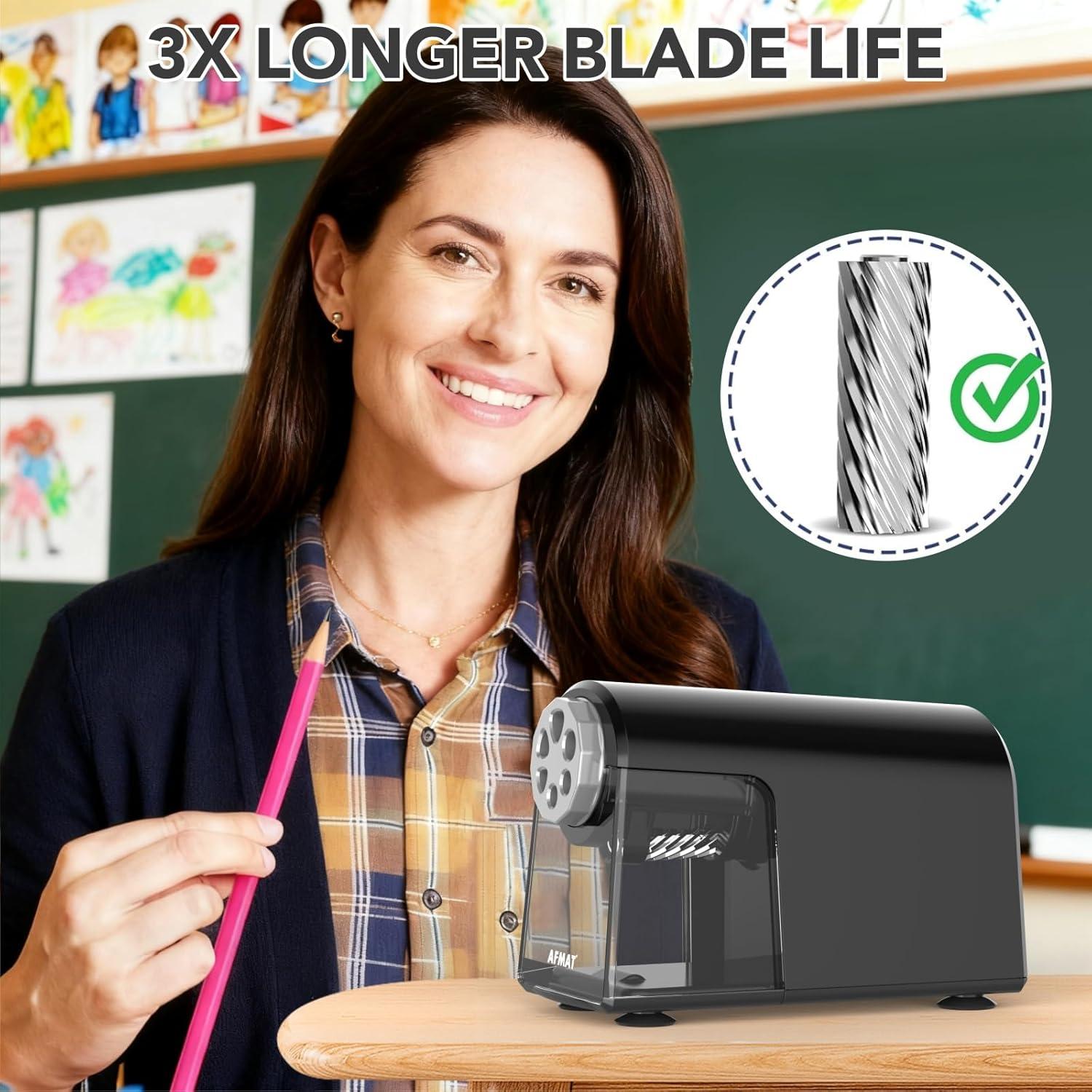 Sacapuntas Eléctrico AFMAT PSD2 Negro 6 Agujeros Recargable