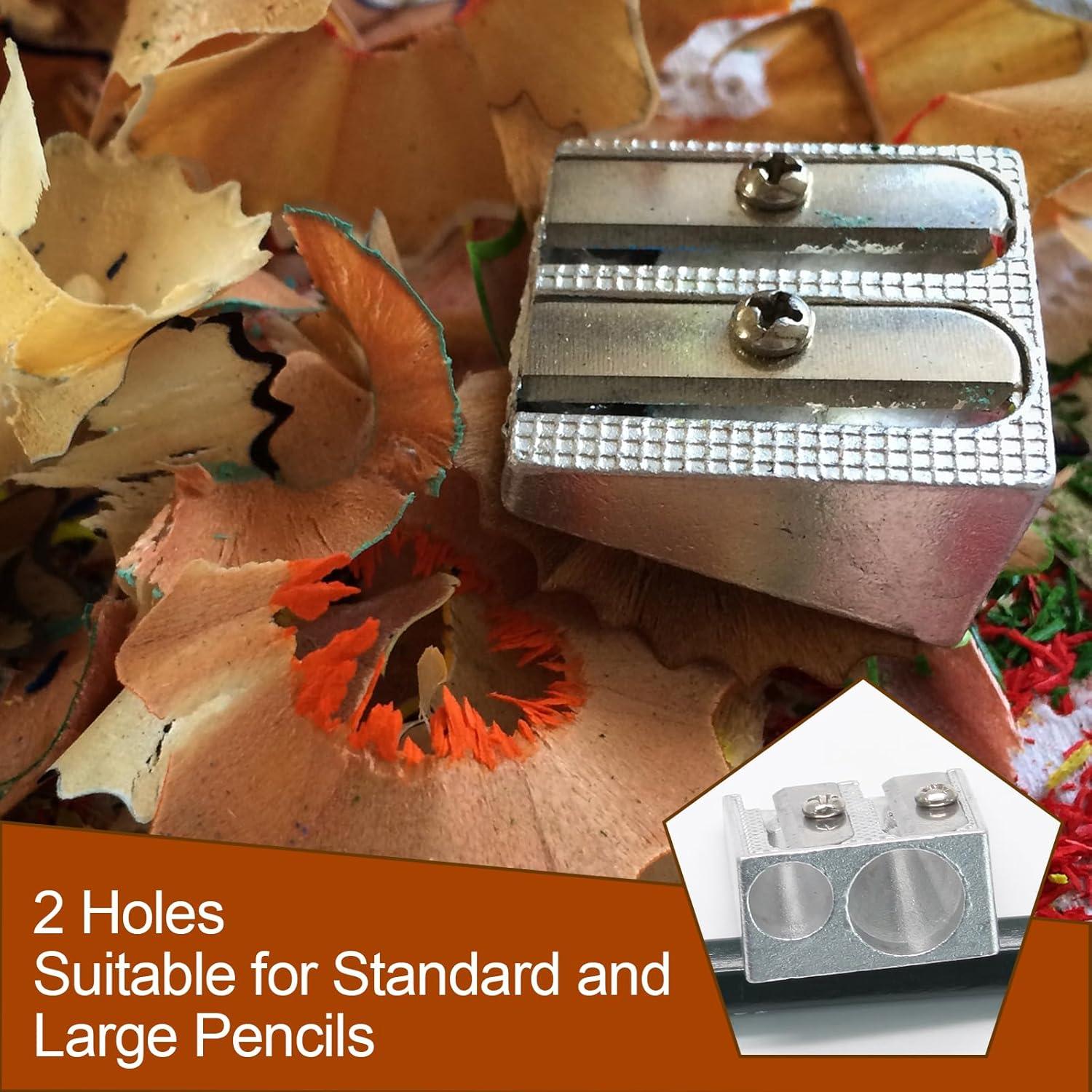 Paquete de 8 Sacapuntas de Metal Bonsicoky 2 Agujeros Plata