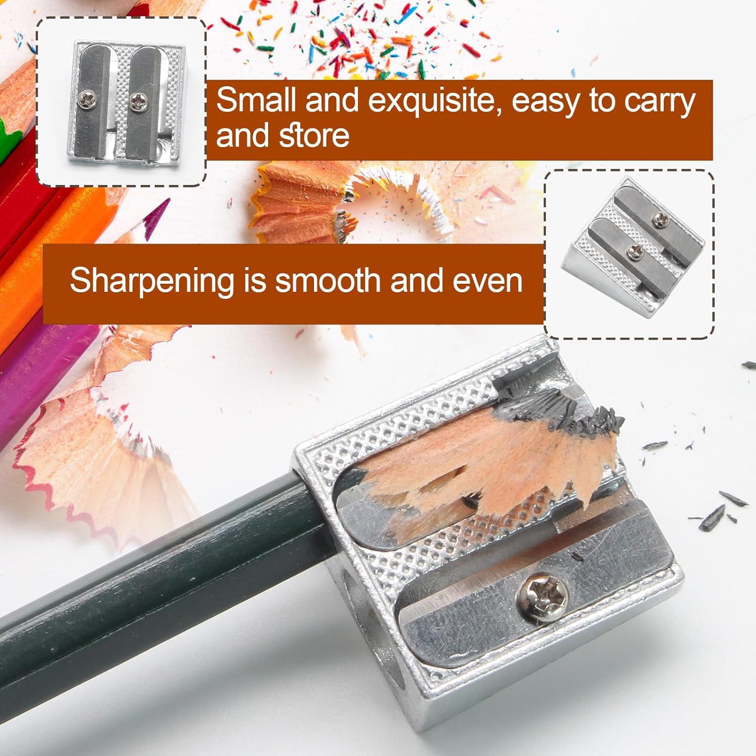 Paquete de 8 Sacapuntas de Metal Bonsicoky 2 Agujeros Plata