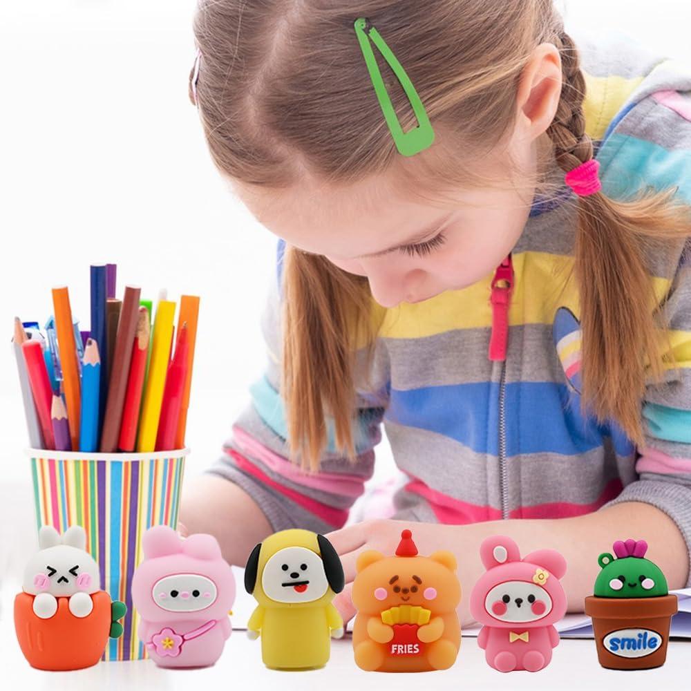 Set de 6 Sacapuntas Lindos Baowindy para Niños - Animales Kawaii