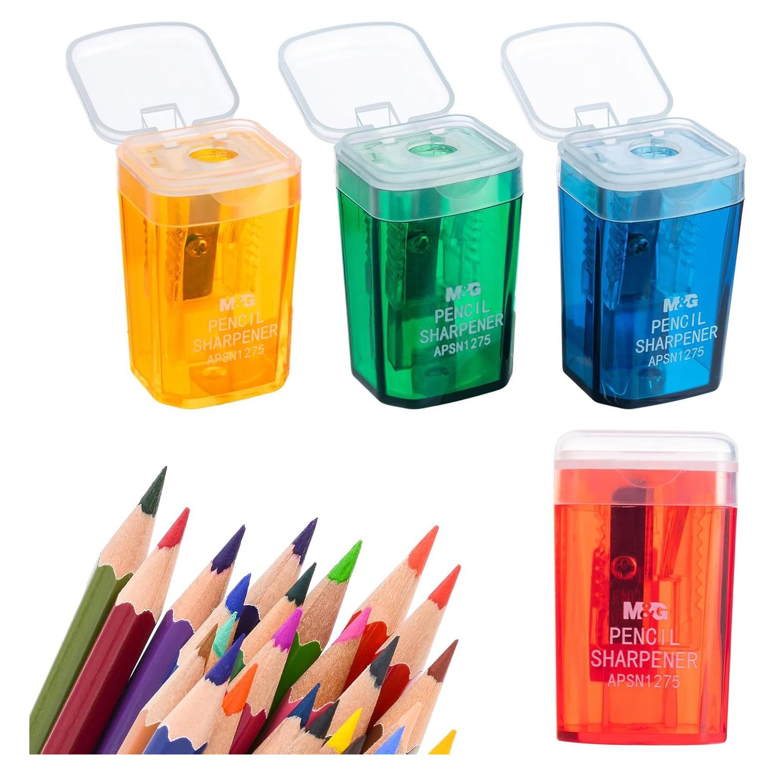 Sacapuntas Manual M&G 4 Pcs Compacto Colorido con Cubiertas