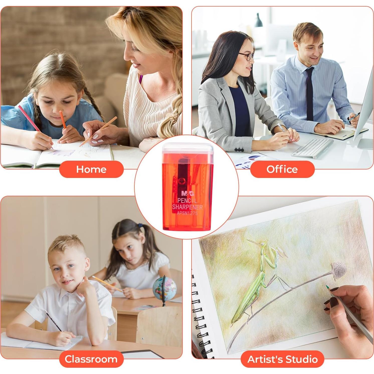 Sacapuntas Manual M&G 4 Pcs Compacto Colorido con Cubiertas