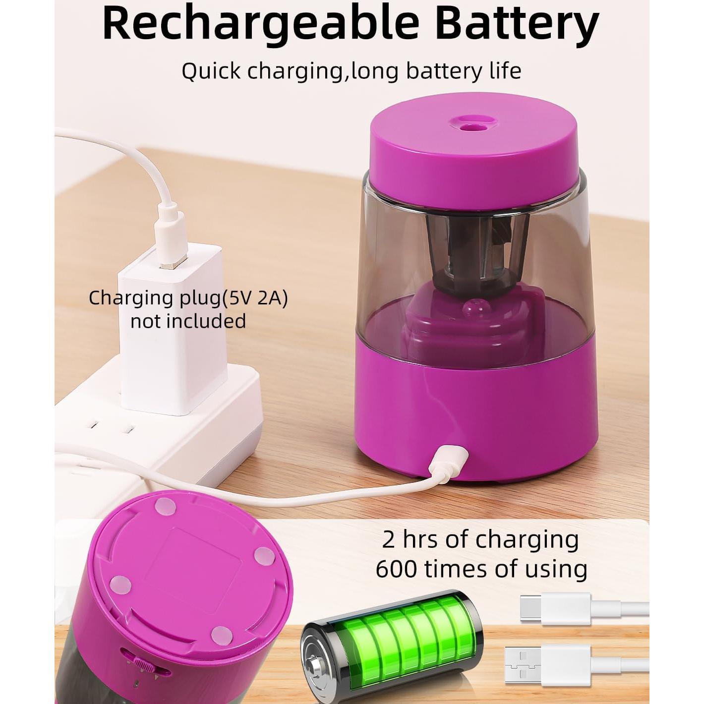 Sacapuntas Eléctrico ZMOL Rosa Recargable 320g 3 Modos