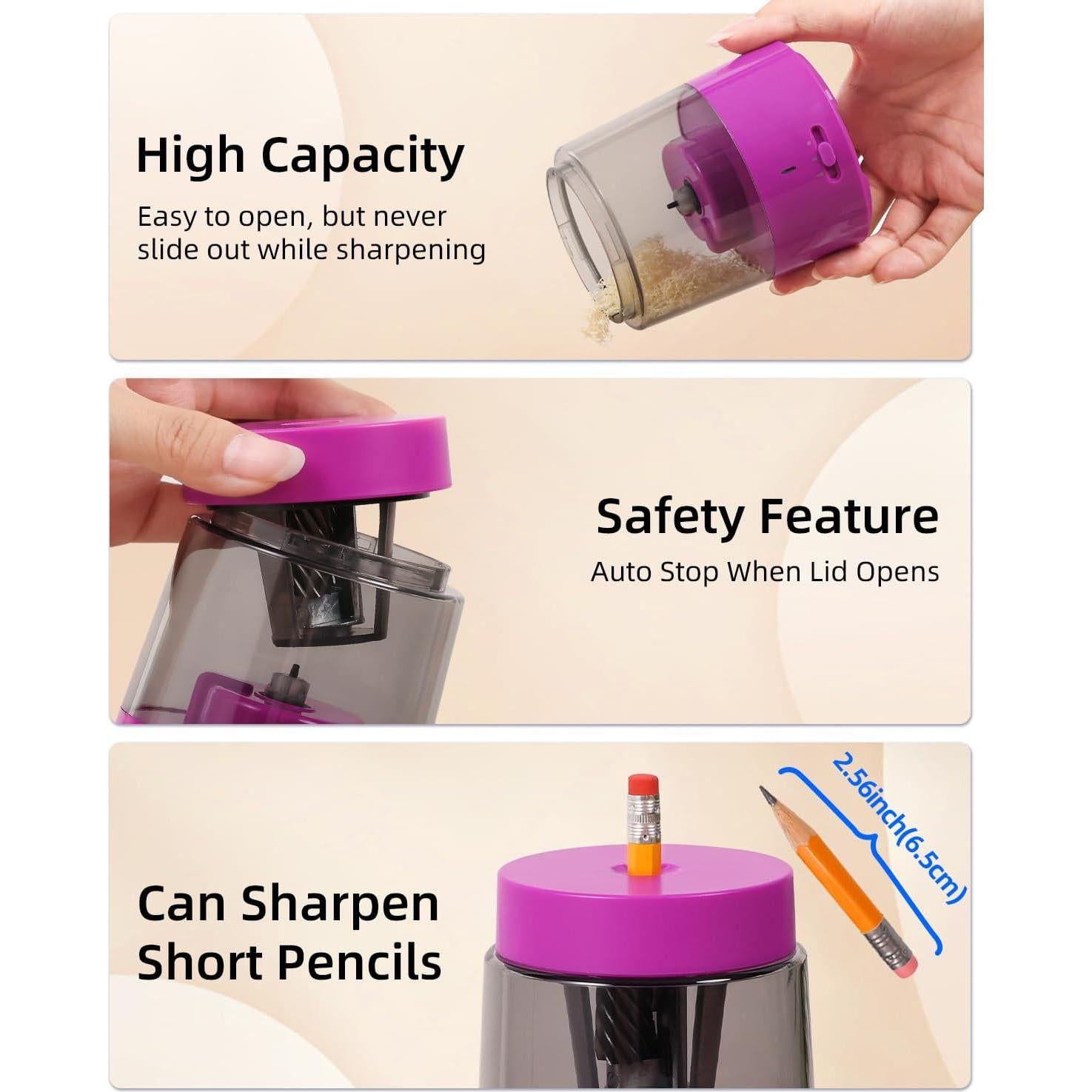 Sacapuntas Eléctrico ZMOL Rosa Recargable 320g 3 Modos