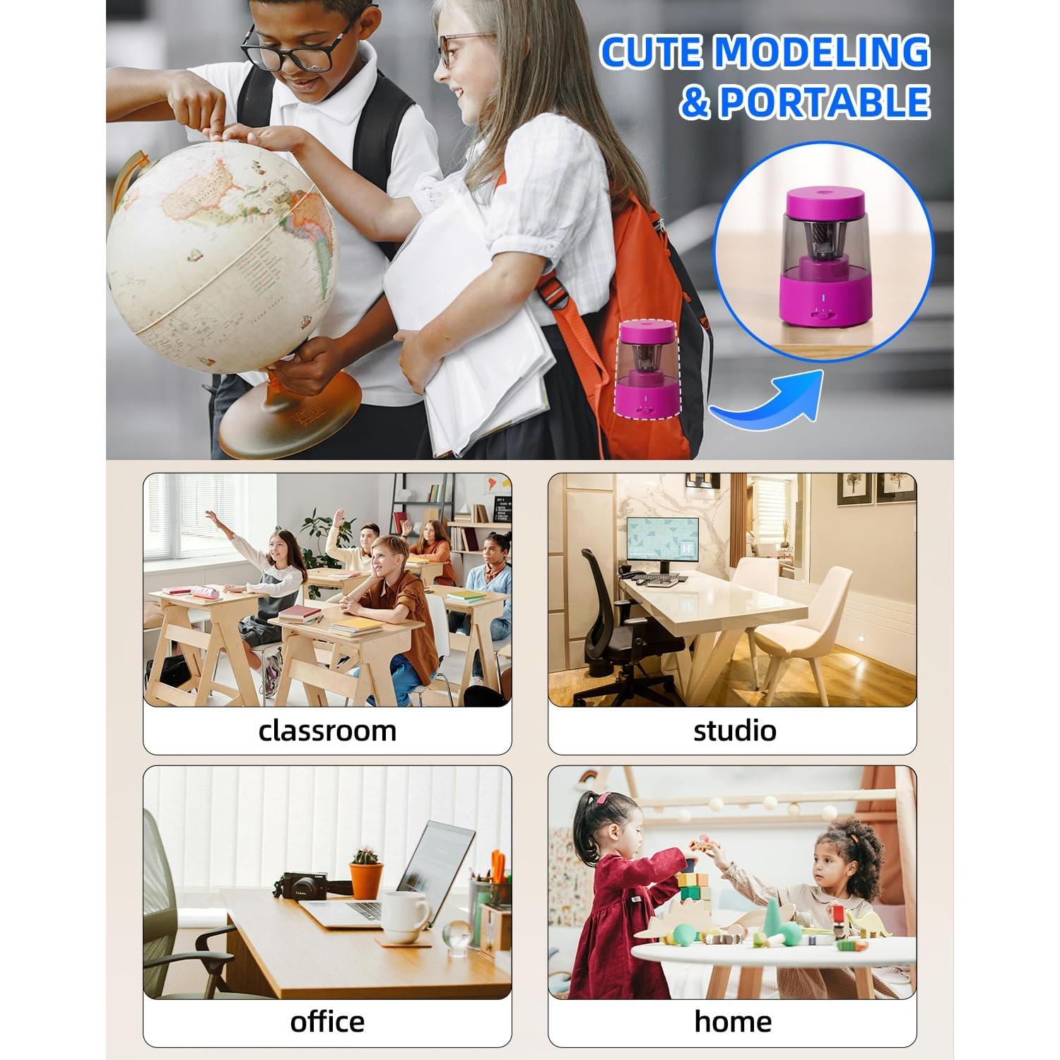 Sacapuntas Eléctrico ZMOL Rosa Recargable 320g 3 Modos