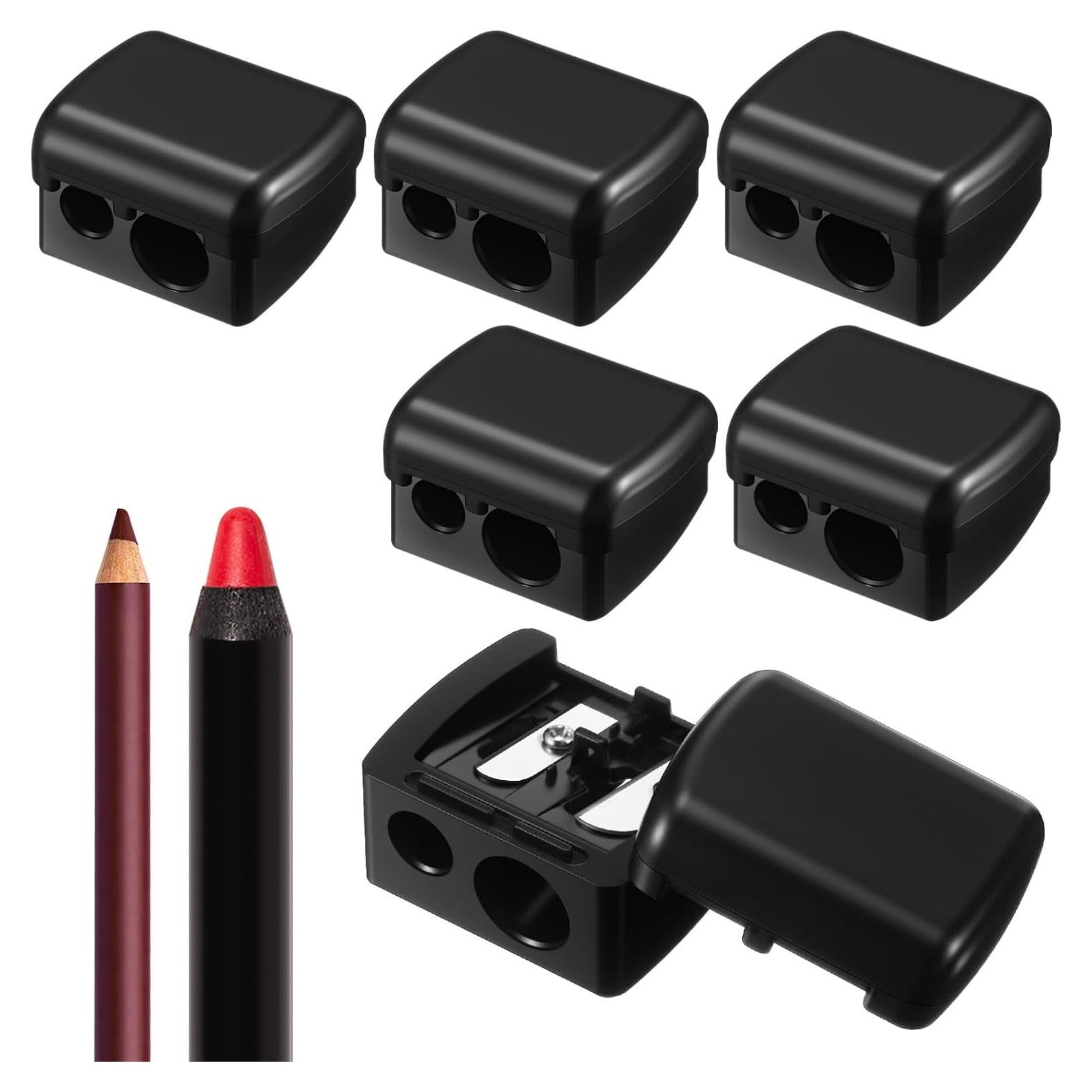 Sacapuntas de Maquillaje Faccito 6 Pcs Doble Orificio Negro