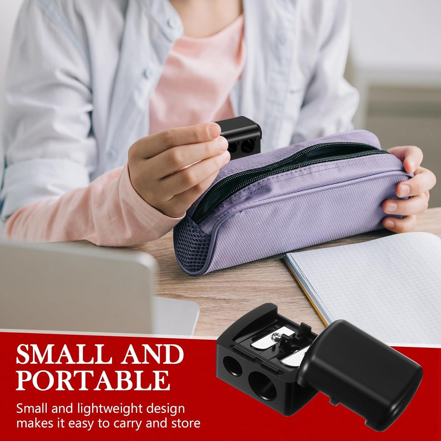 Sacapuntas de Maquillaje Faccito 6 Pcs Doble Orificio Negro