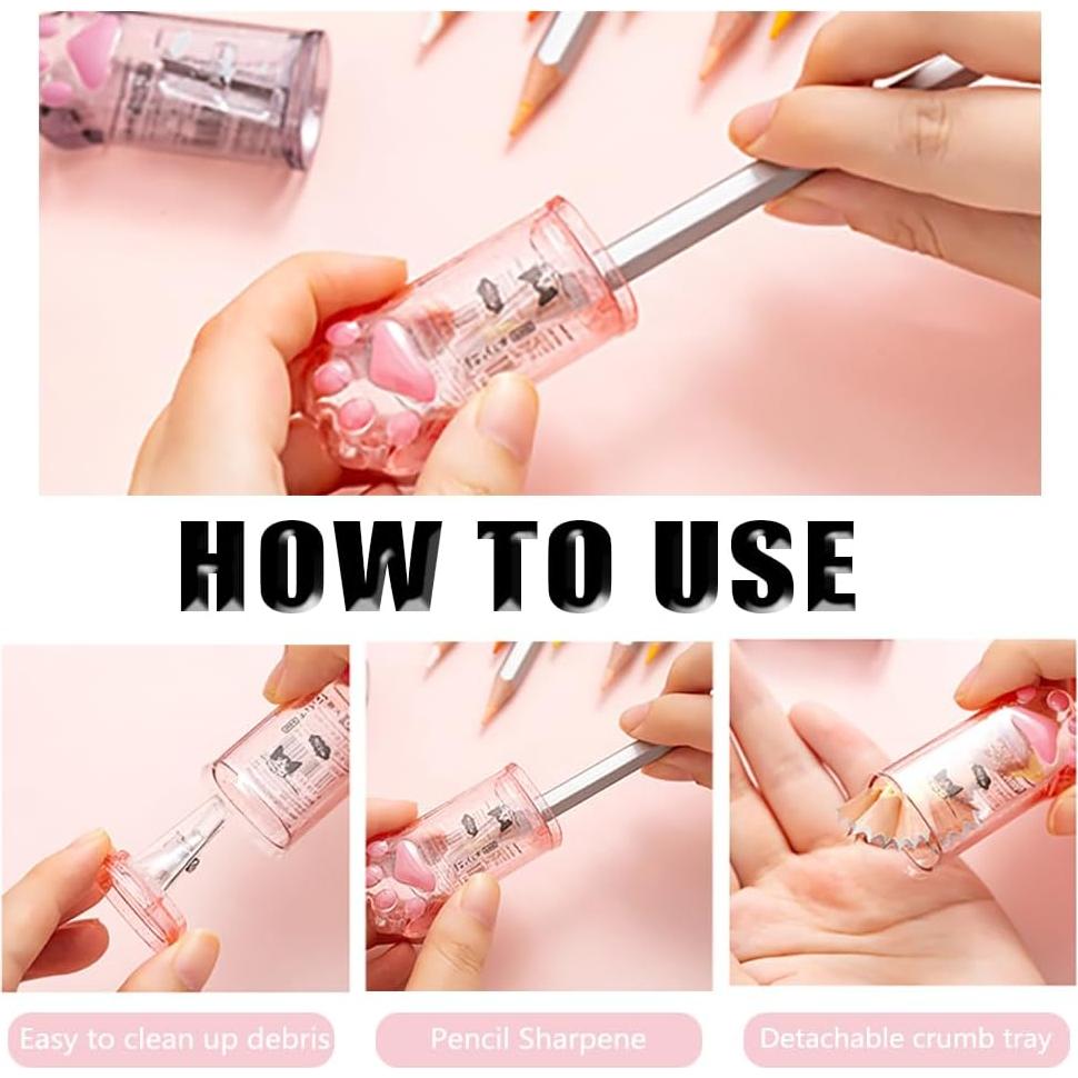 Juego de Papelería Kawaii PANDENNER 4 Piezas Rosa