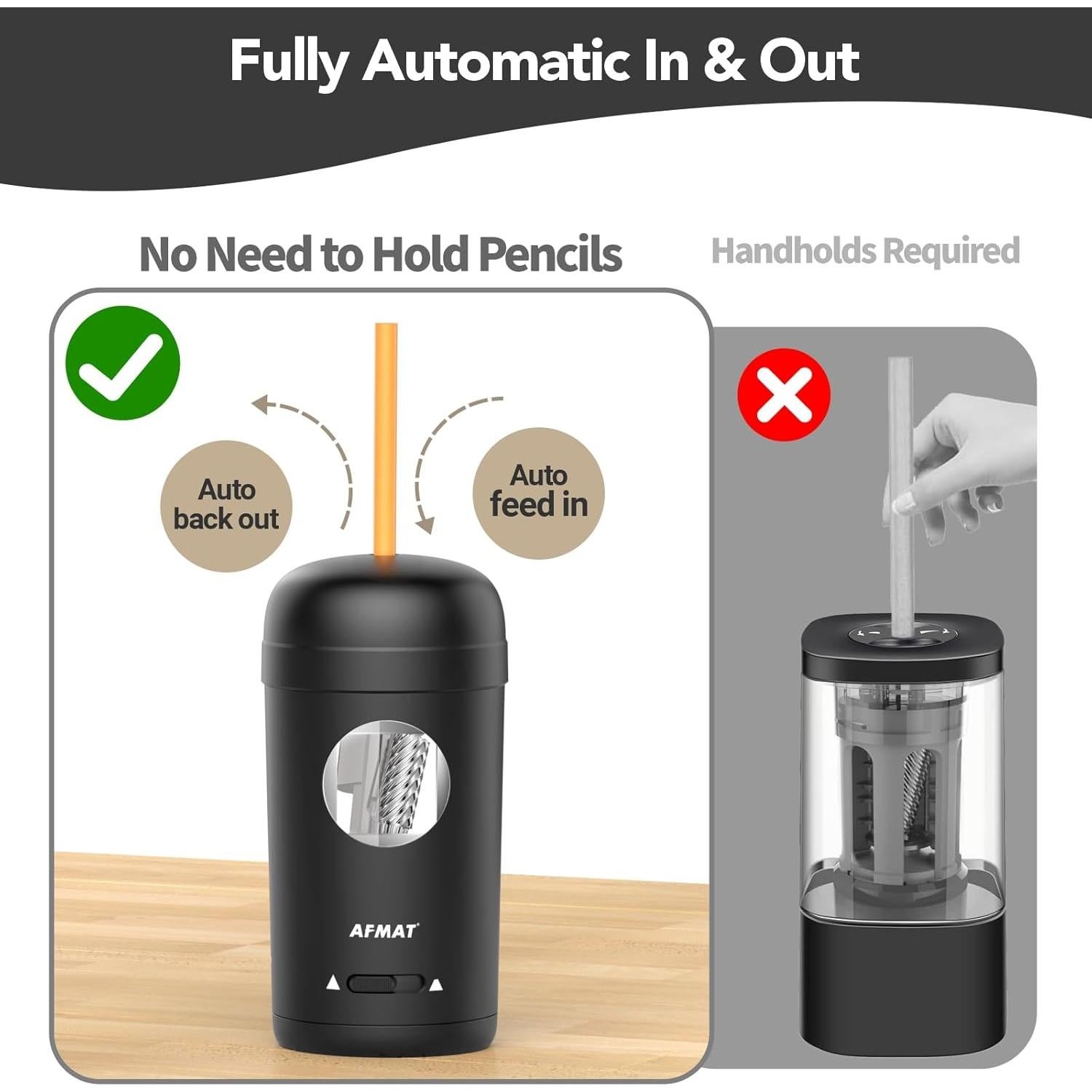 Sacapuntas Eléctrico AFMAT PSX7 Automático 7-8mm Negro