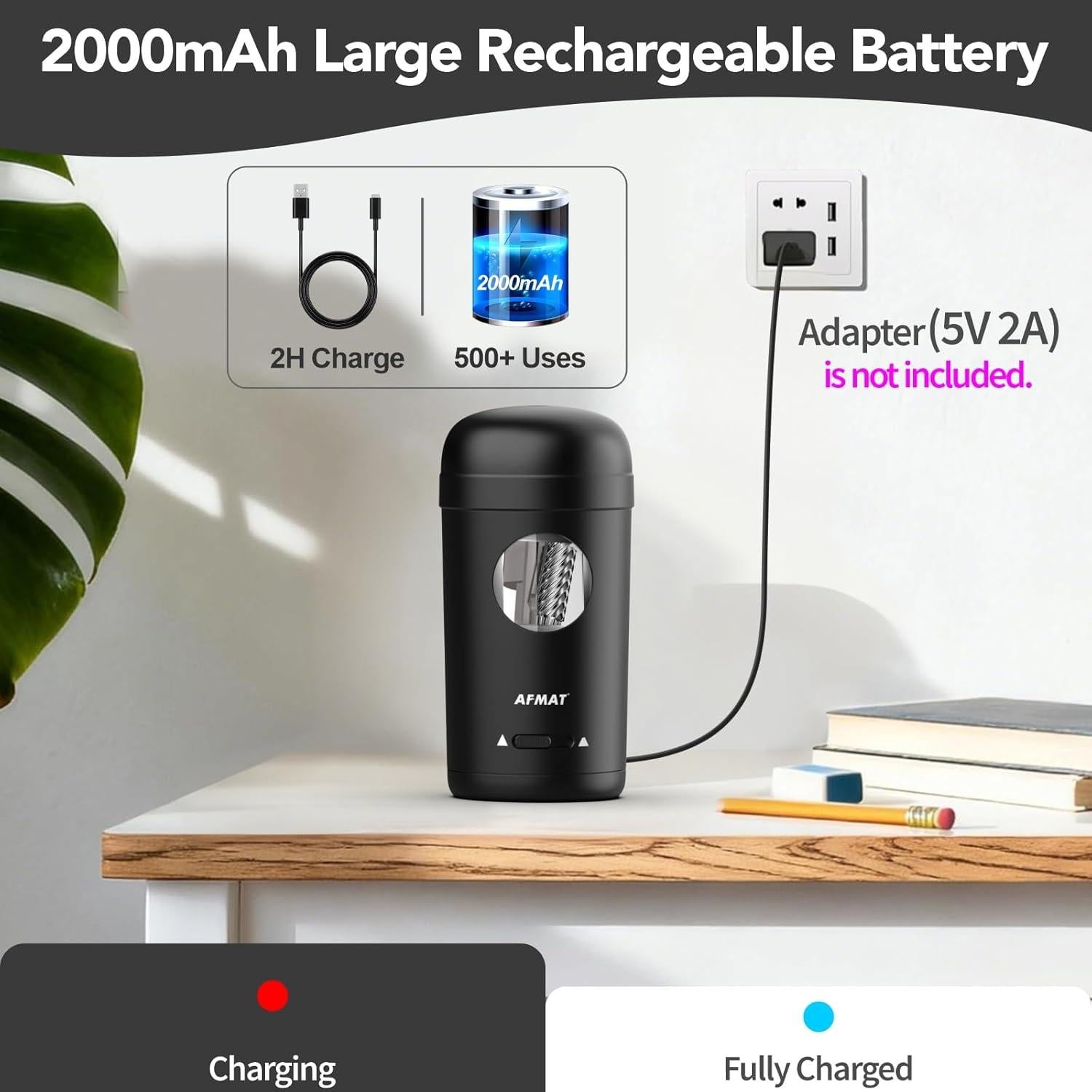 Sacapuntas Eléctrico AFMAT PSX7 Automático 7-8mm Negro