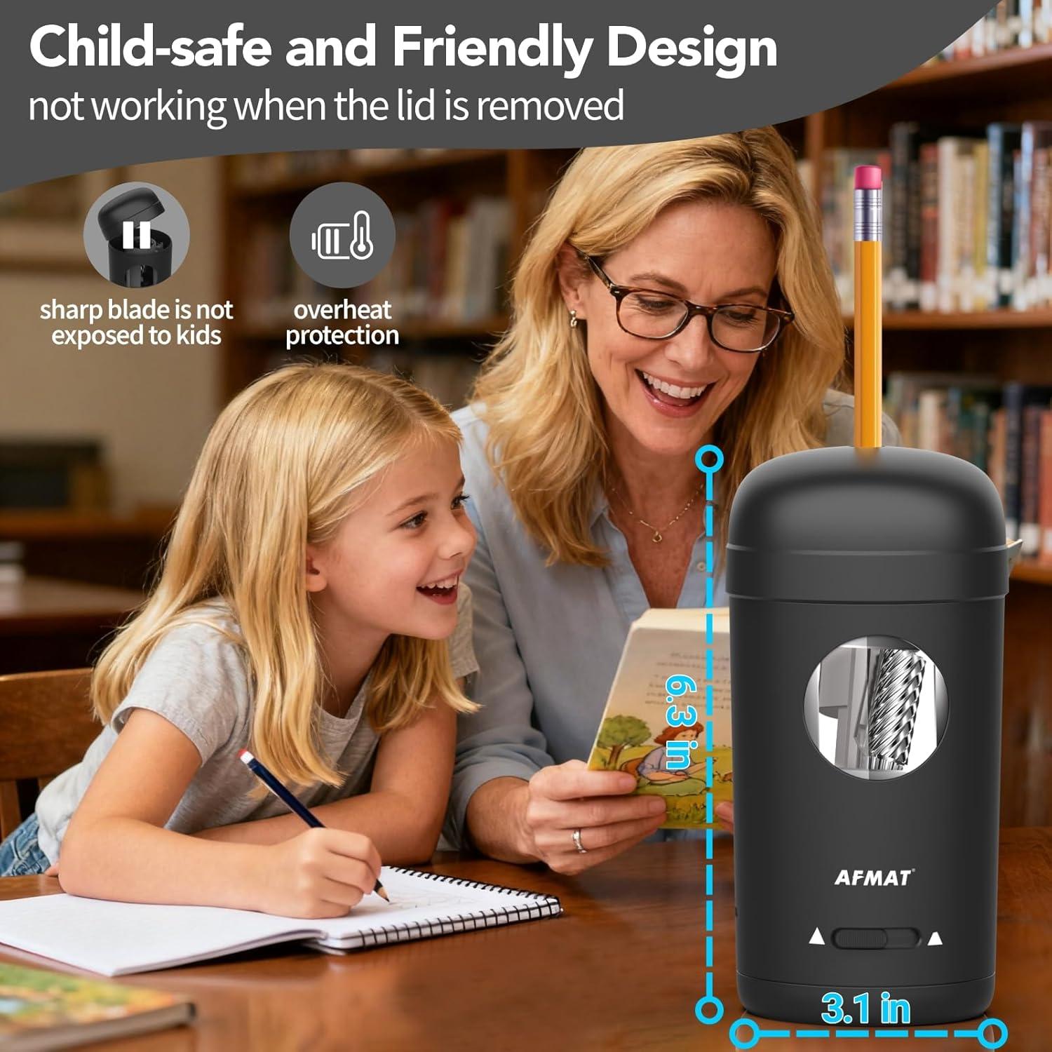 Sacapuntas Eléctrico AFMAT PSX7 Automático 7-8mm Negro