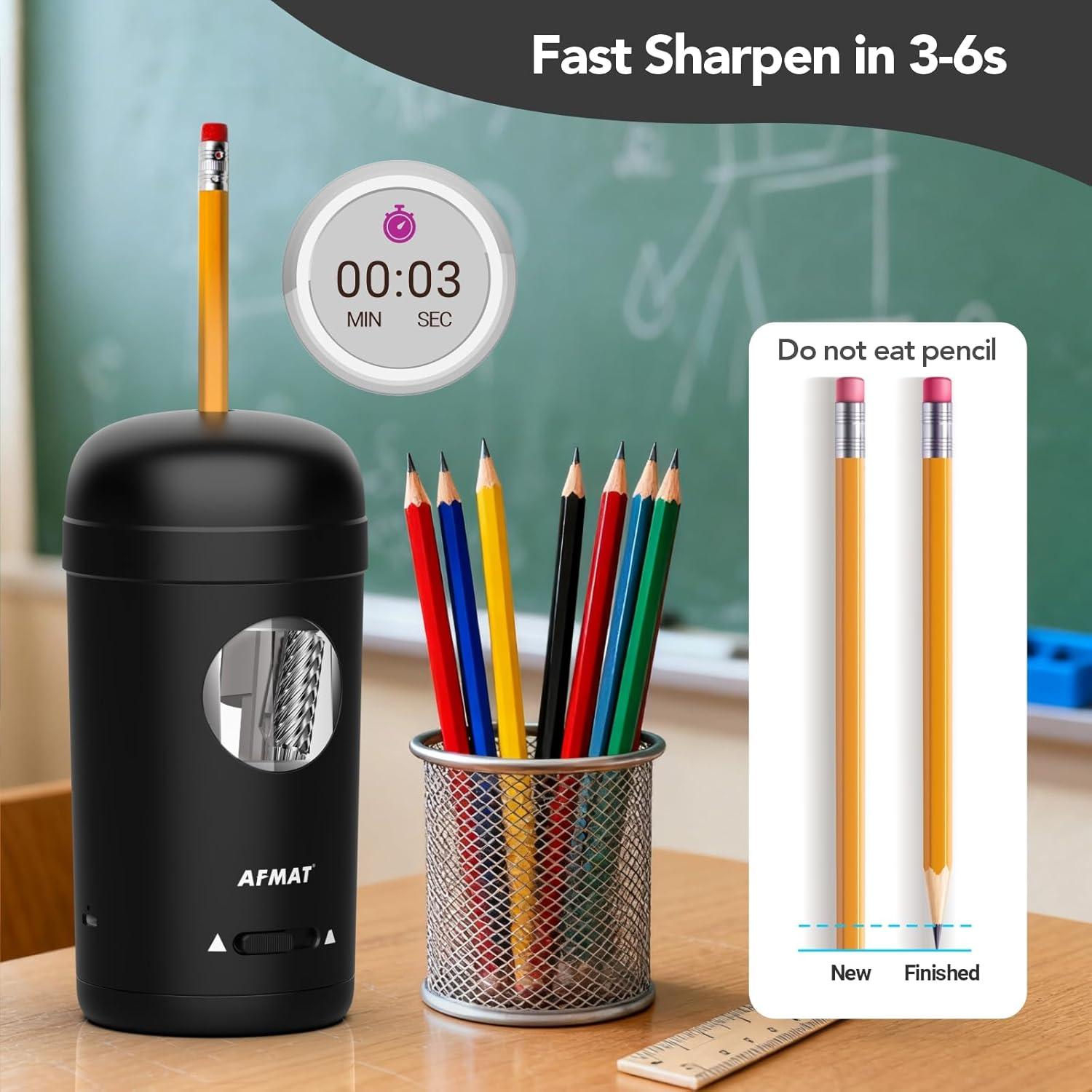 Sacapuntas Eléctrico AFMAT PSX7 Automático 7-8mm Negro