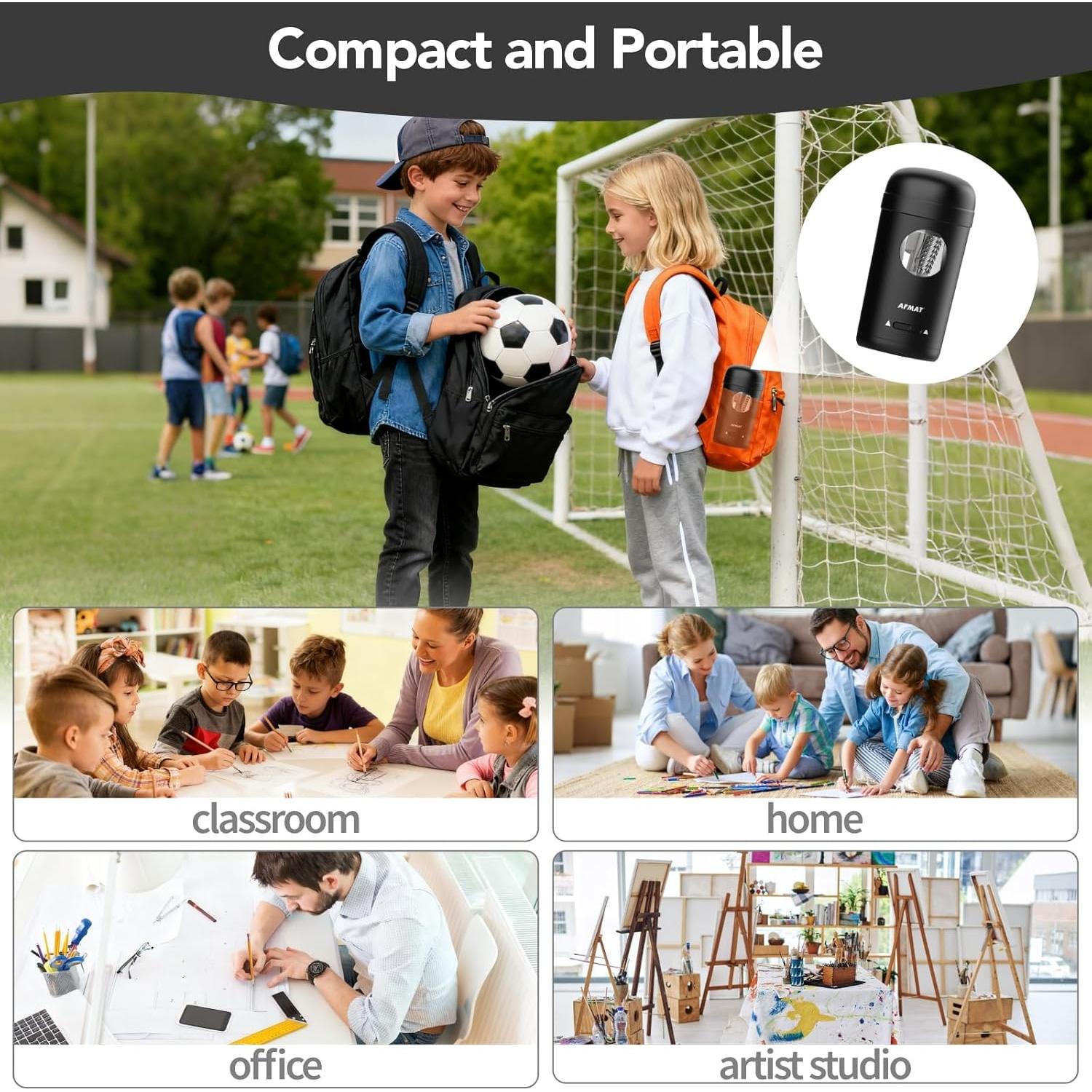 Sacapuntas Eléctrico AFMAT PSX7 Automático 7-8mm Negro