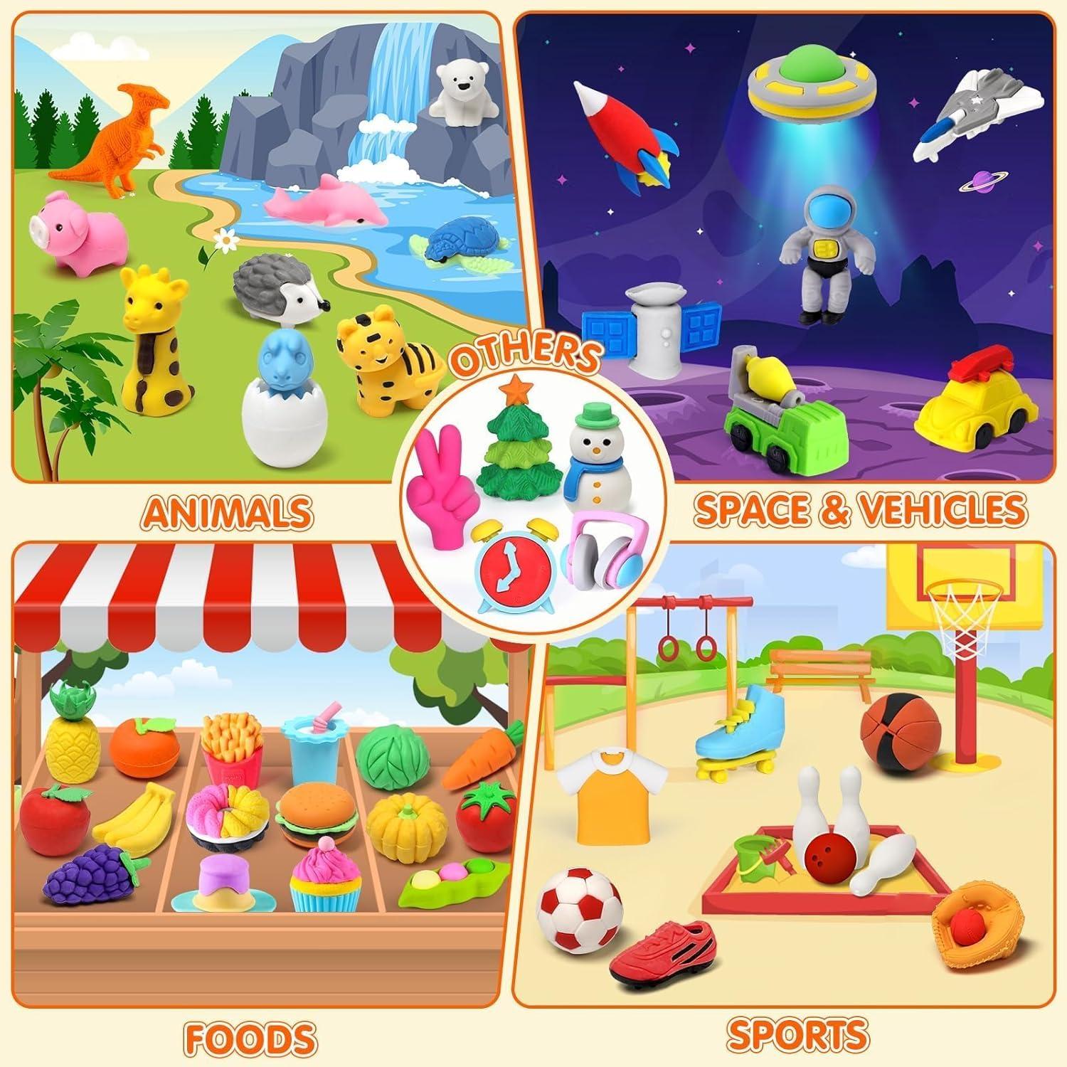 Paquete de 140 Borradores 3D WITALENT para Niños Multicolor