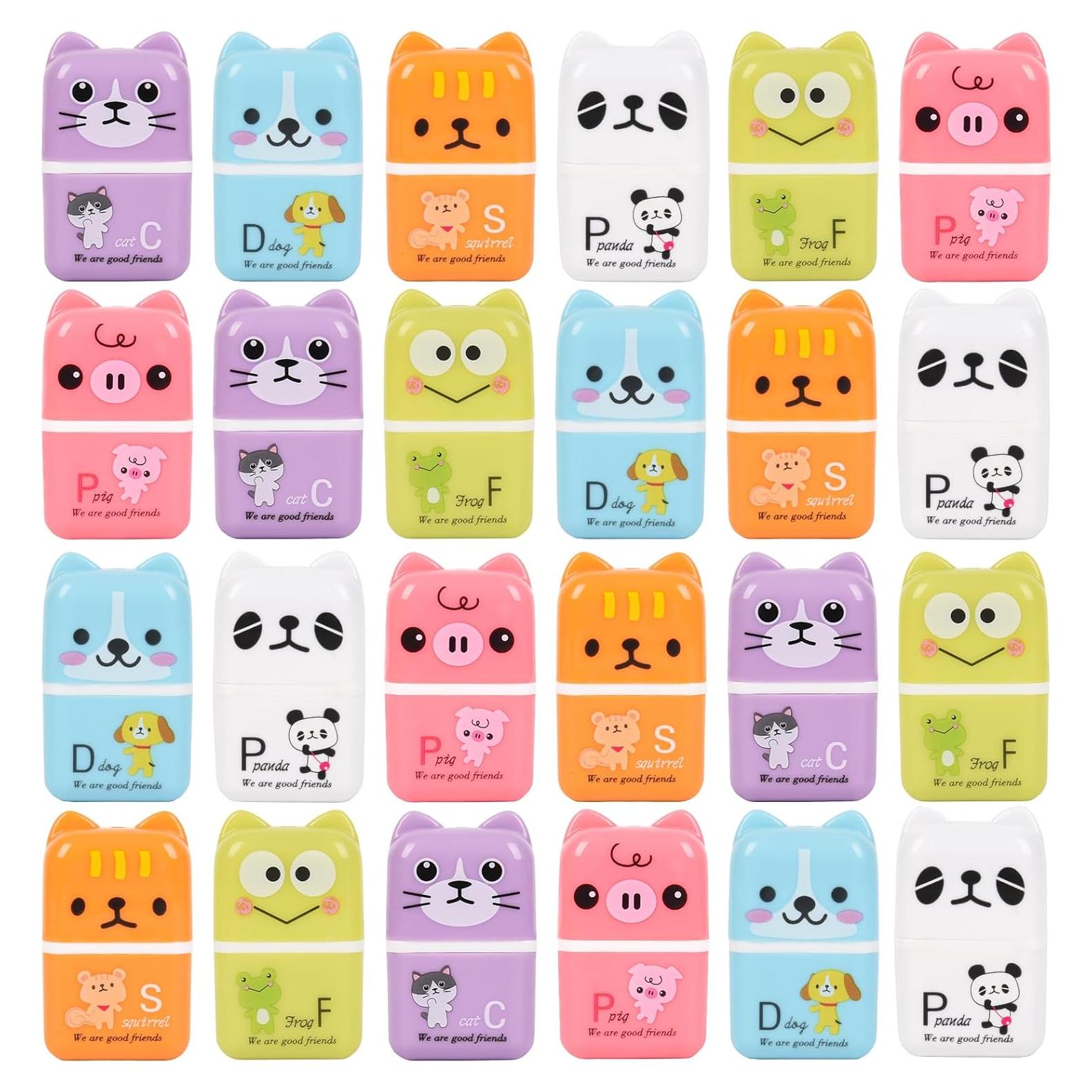 Borradores Kawaii LiYiQ 24 Pcs Goma Colorida para Niños