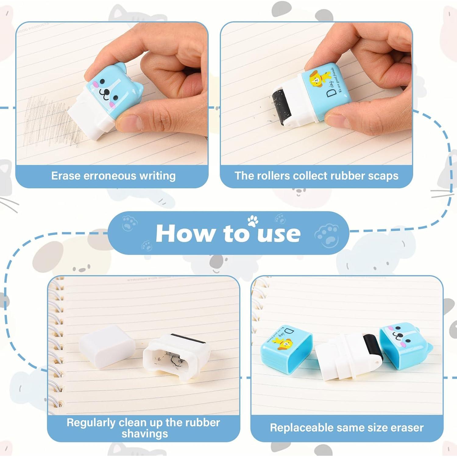 Borradores Kawaii LiYiQ 24 Pcs Goma Colorida para Niños