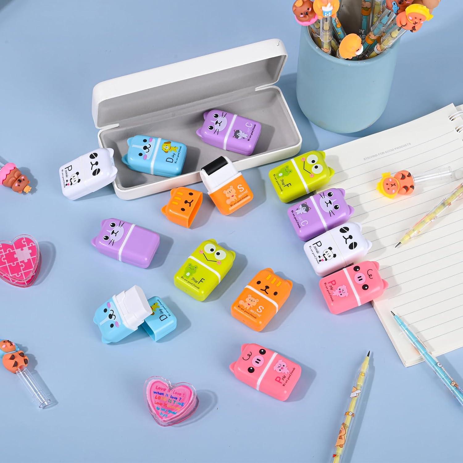 Borradores Kawaii LiYiQ 24 Pcs Goma Colorida para Niños