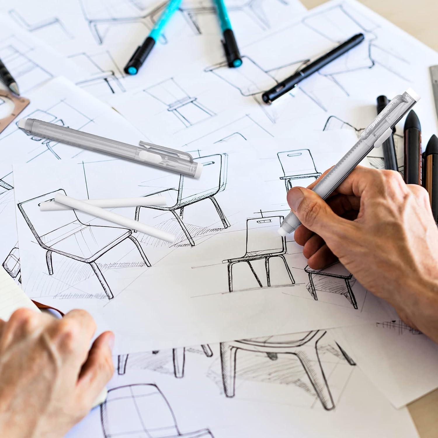 Set 12 Borradores Mecánicos Retráctiles Eersida Negro