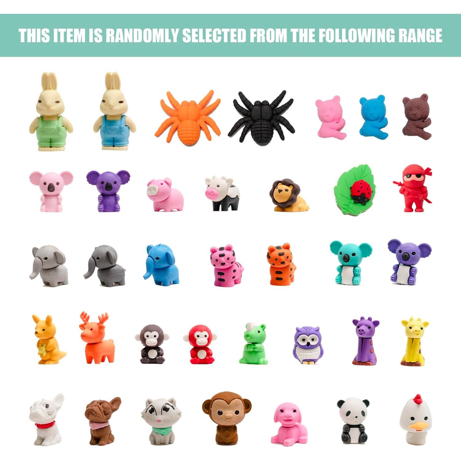 30 Gomas de Borrar 3D de Animales Clock King - Coloridas