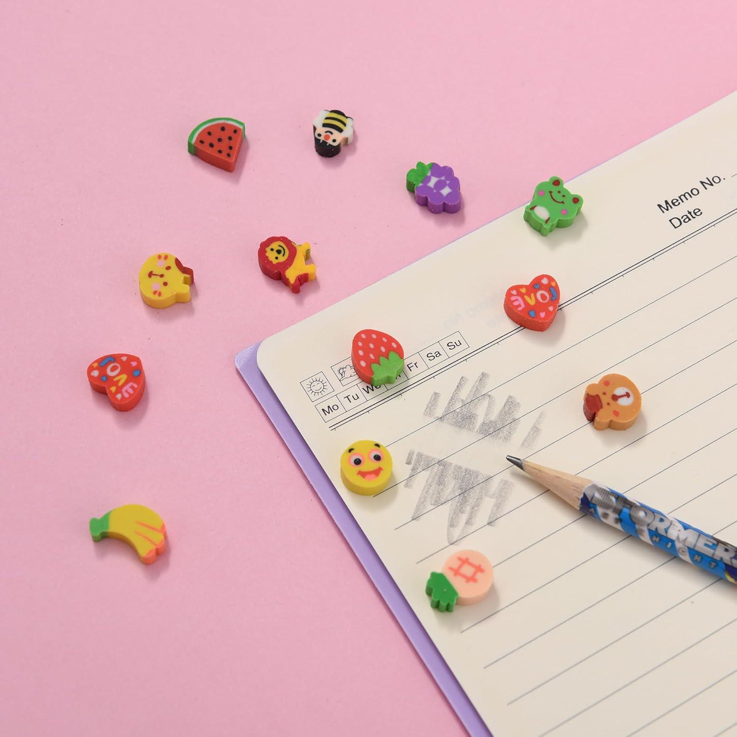 400 Borradores Mini de Frutas y Animales Jsehchya - Coloridos