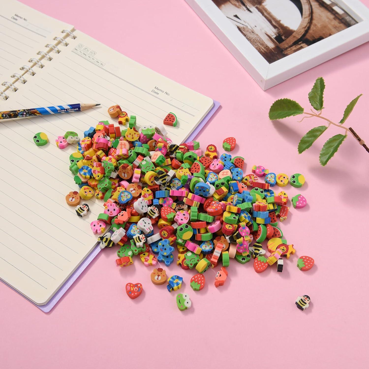 400 Borradores Mini de Frutas y Animales Jsehchya - Coloridos