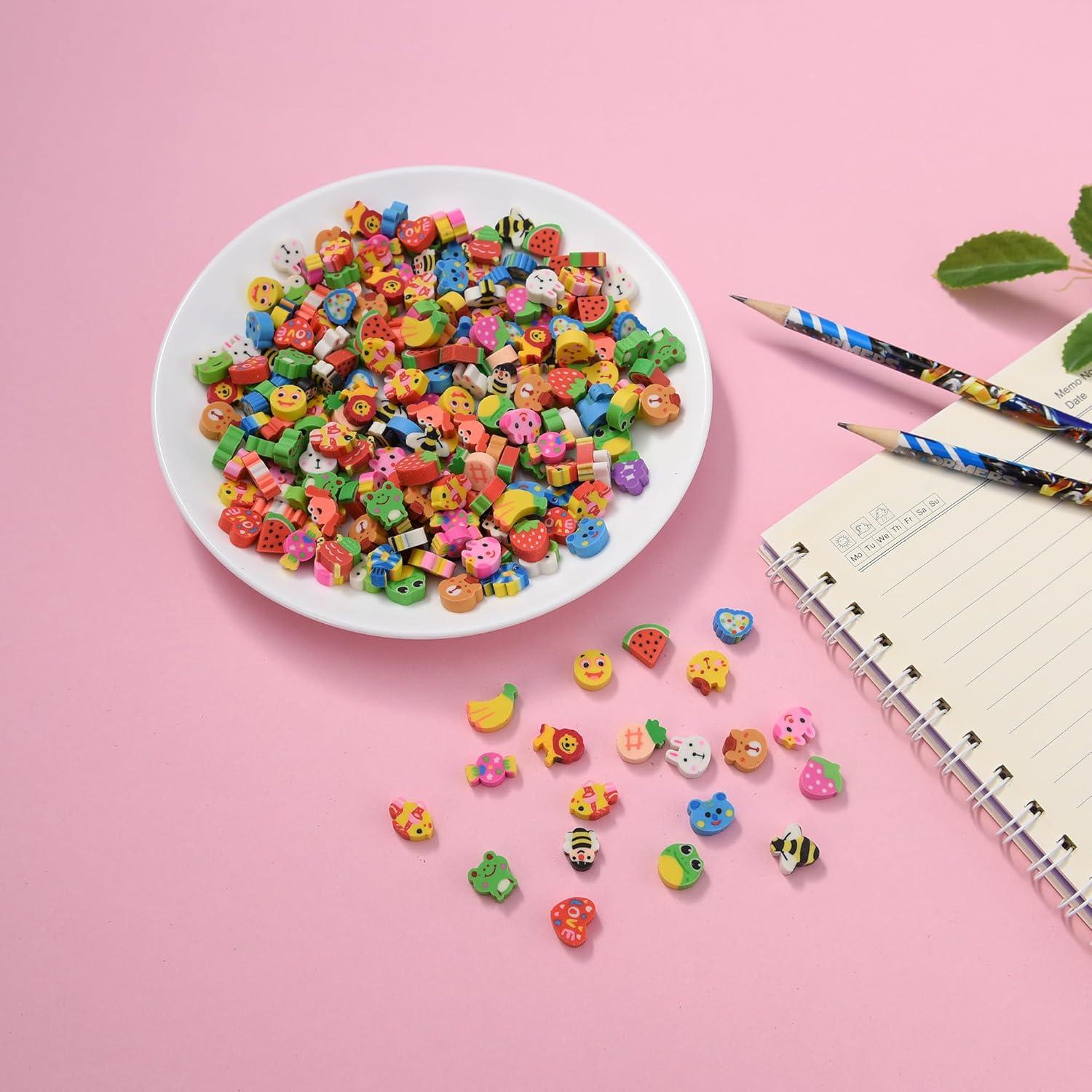 400 Borradores Mini de Frutas y Animales Jsehchya - Coloridos