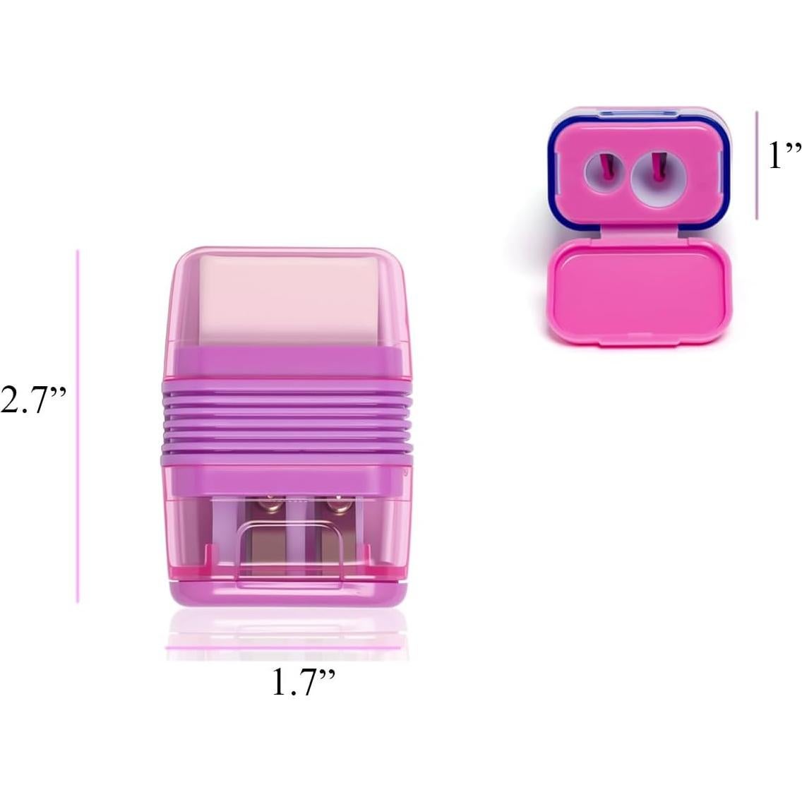 Juego de 6 Sacapuntas Doble Orificio Ouksma con Borradores