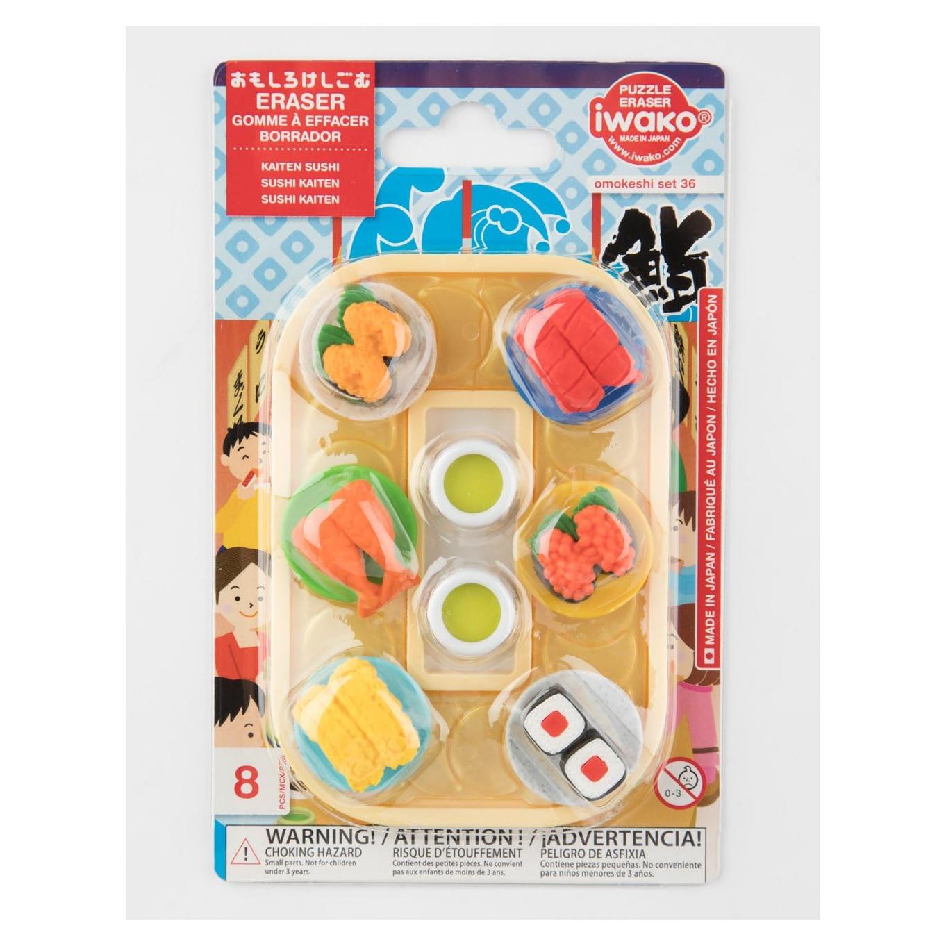 Borrador Iwako Sushi en Cinta Transportadora - 8 Piezas