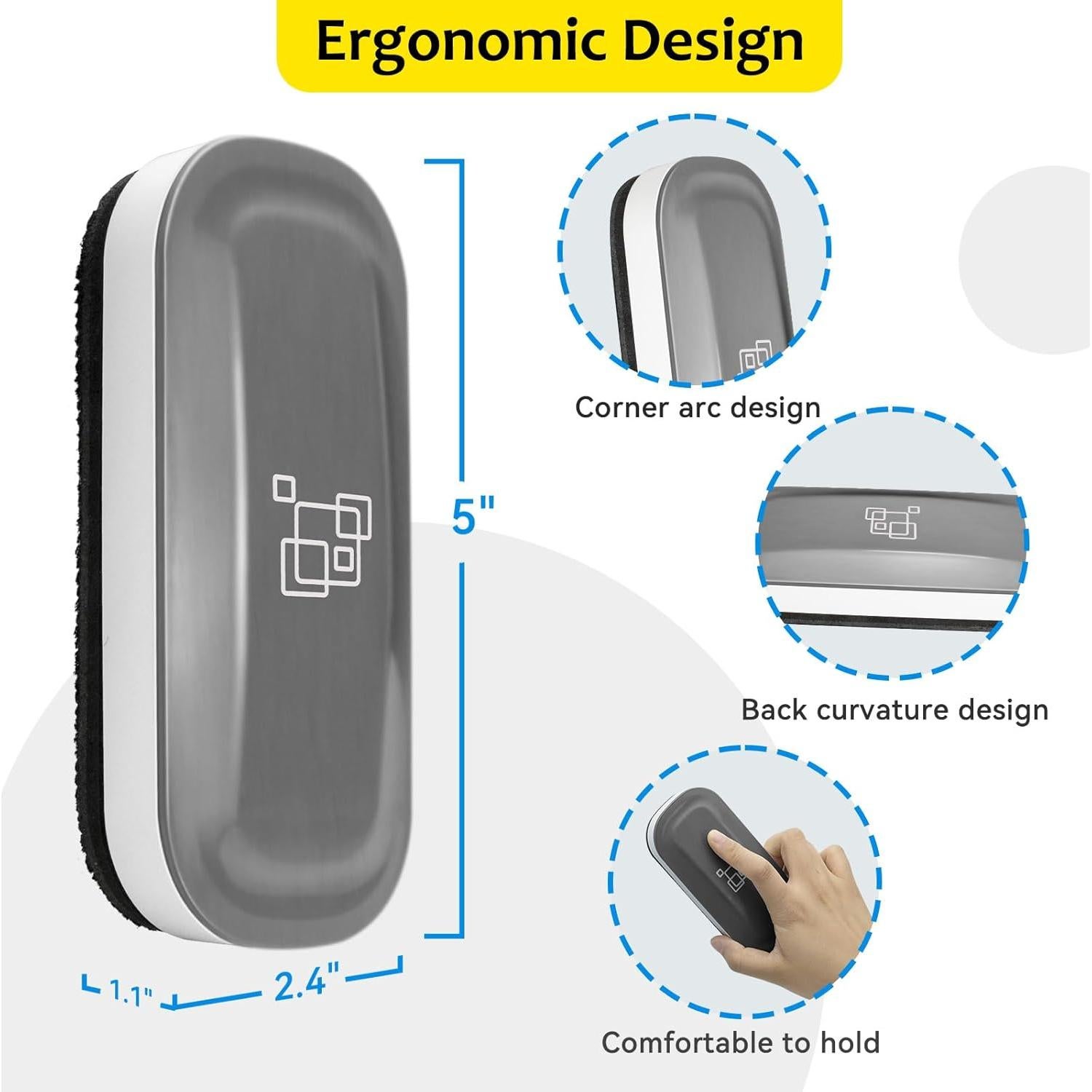 Borrador Magnético de Pizarra Blanca Maxtek - Paquete de 2 Gris