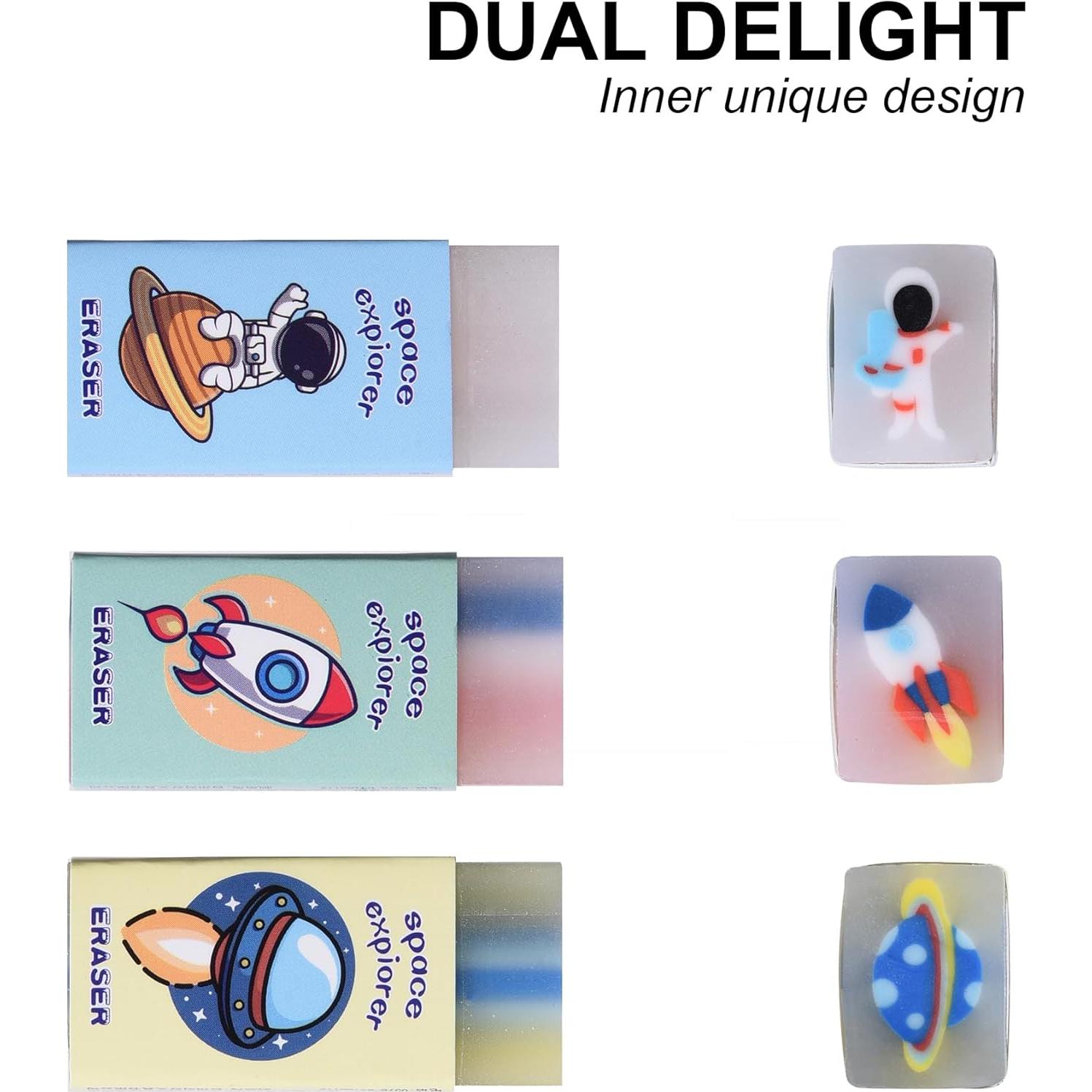 Borradores de Gel Kawaii Espacial HILAZA 18 Pcs para Niños