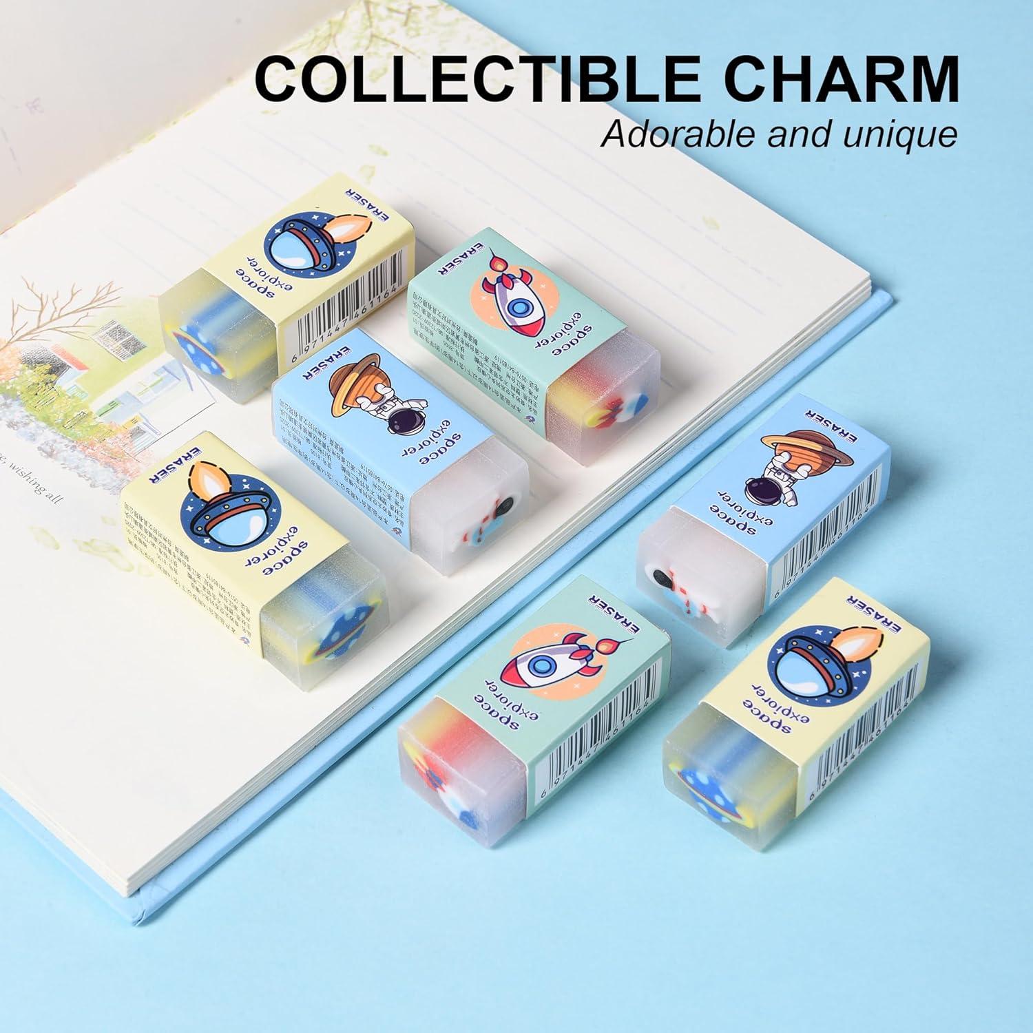 Borradores de Gel Kawaii Espacial HILAZA 18 Pcs para Niños