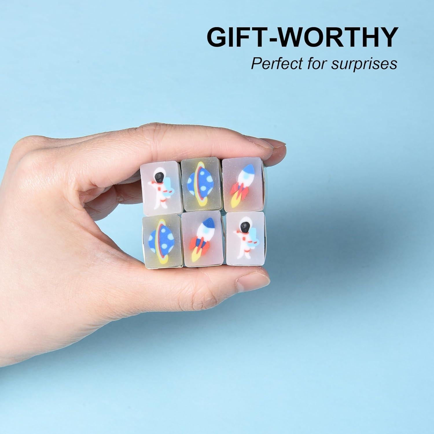 Borradores de Gel Kawaii Espacial HILAZA 18 Pcs para Niños