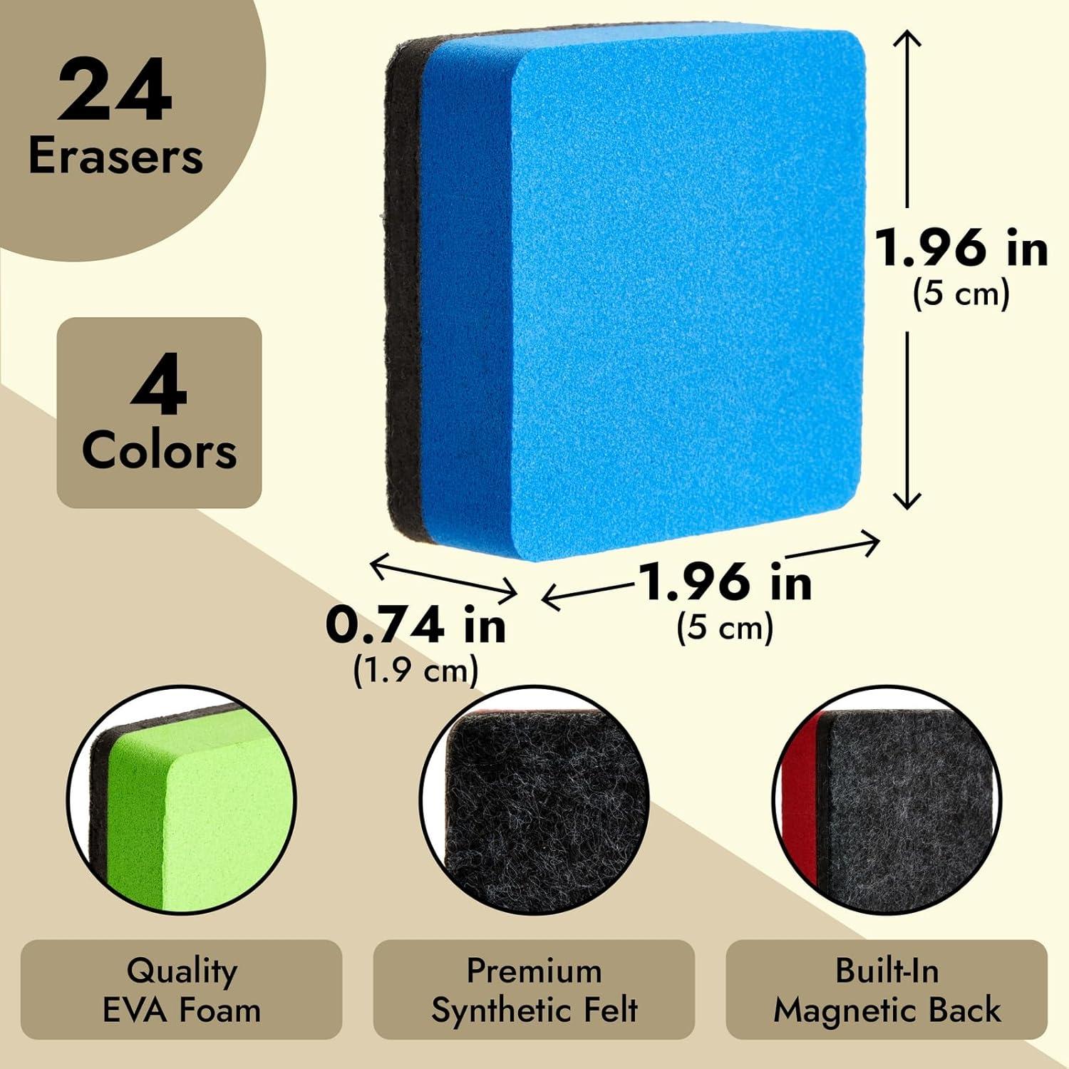 Borradores Magnéticos Mini Juvale 24 Piezas 4 Colores 5x2 cm