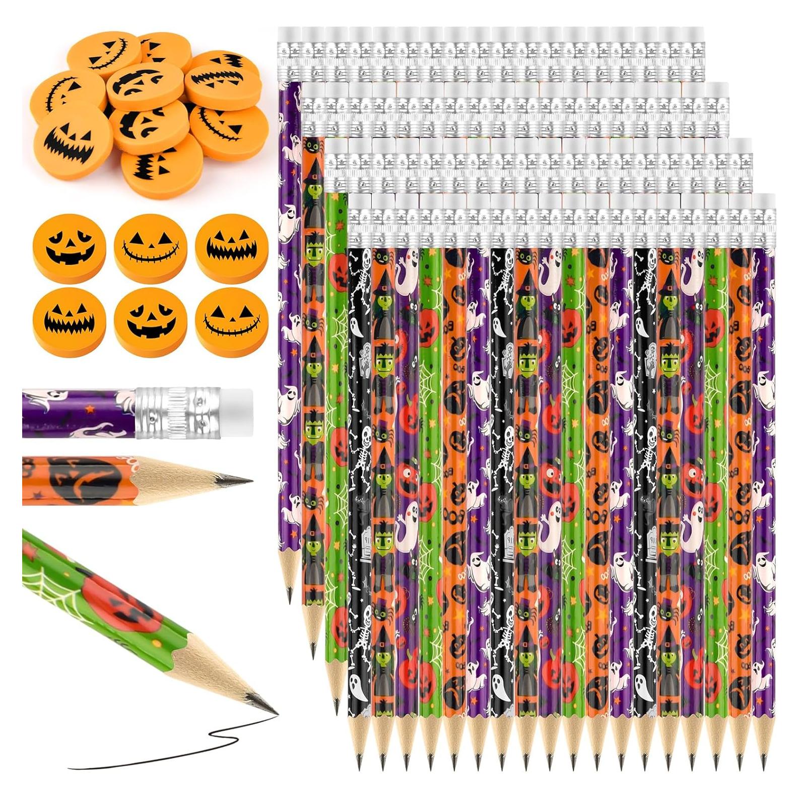 Set de 48 Lápices y Borradores de Halloween Zuazaor