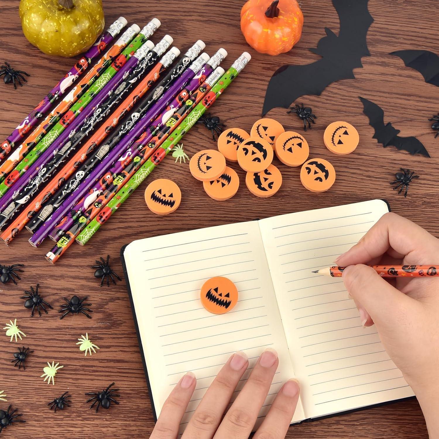 Set de 48 Lápices y Borradores de Halloween Zuazaor