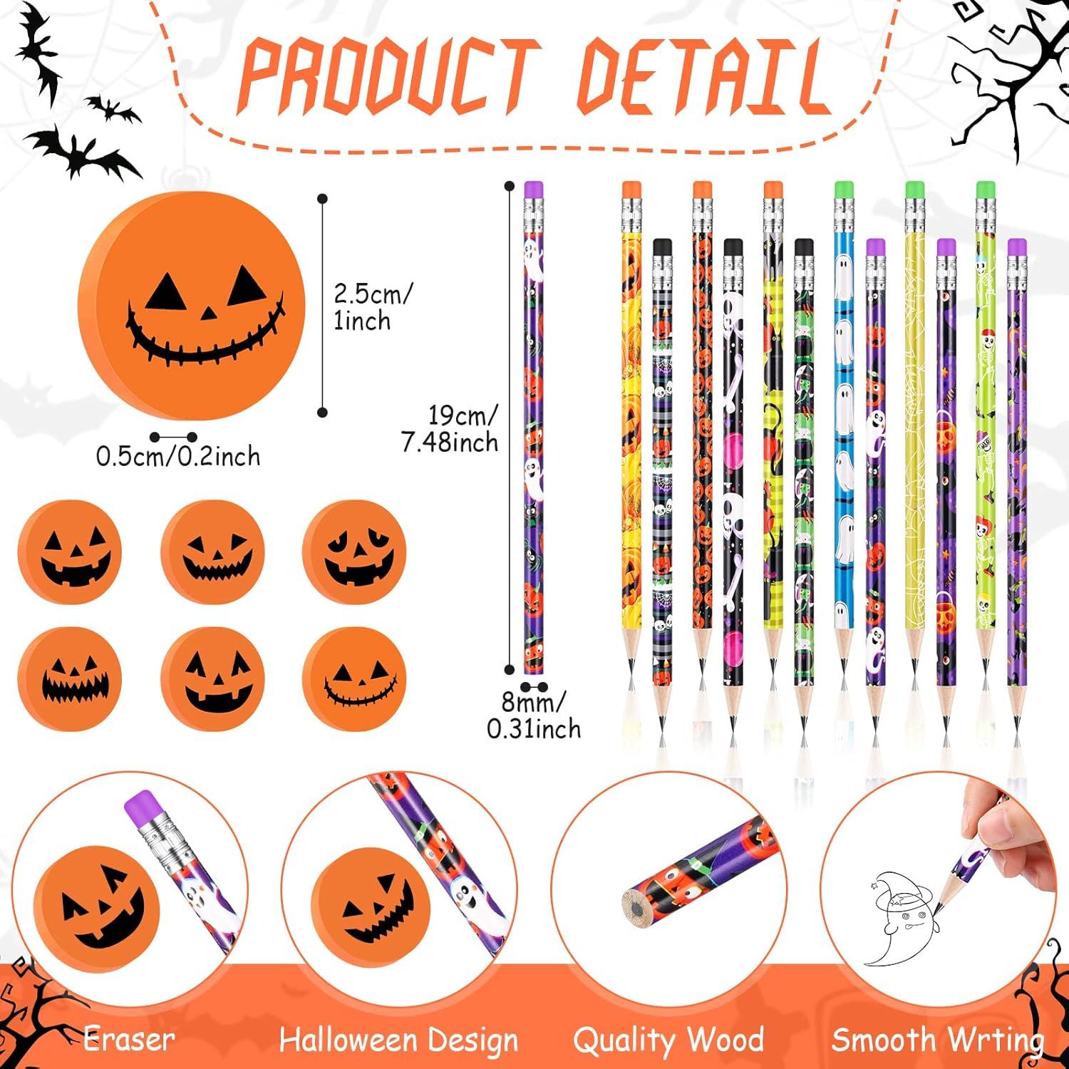Conjunto de Lápices y Borradores de Halloween Yexiya 48 Piezas