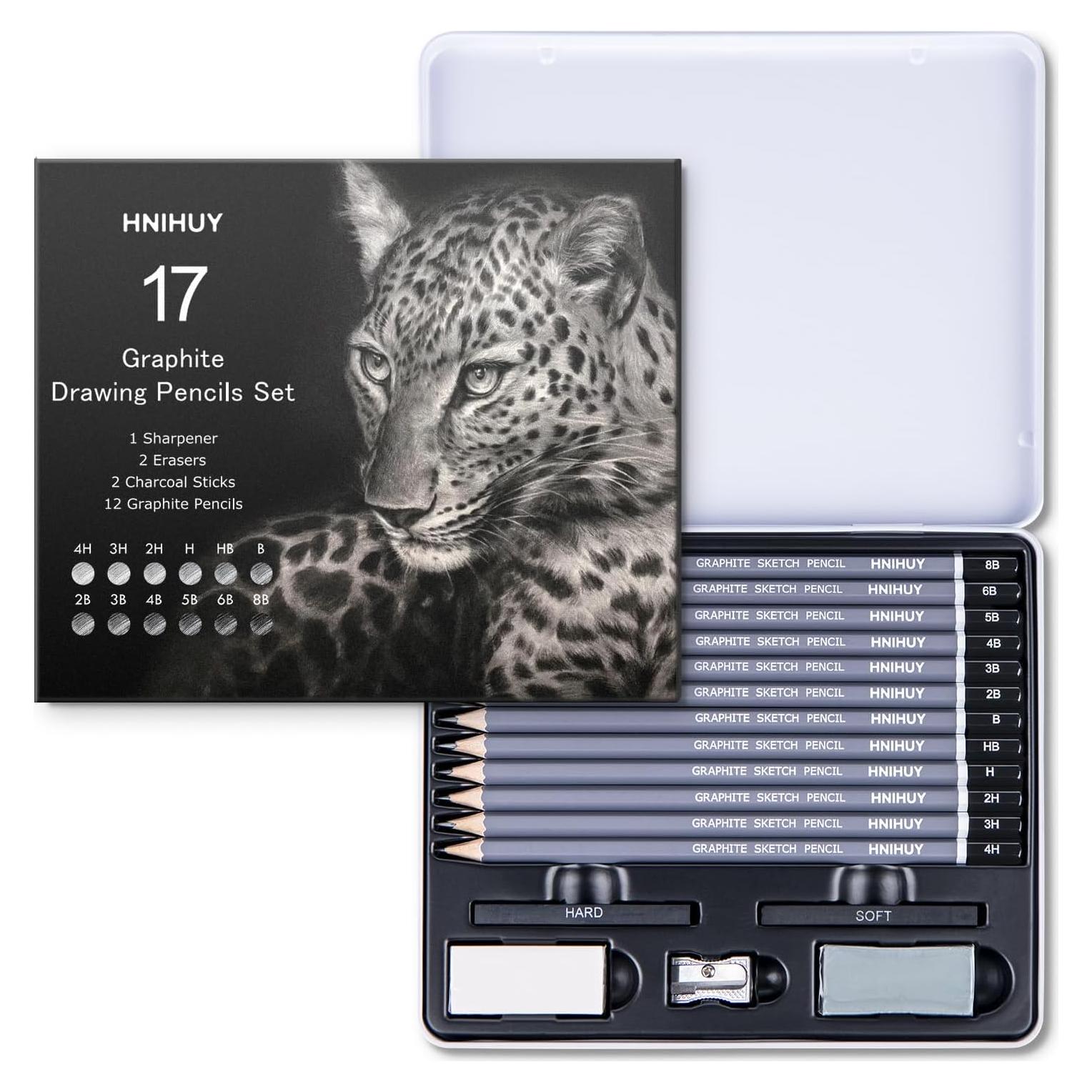 Conjunto de Lápices de Dibujo Profesional HNIHUY 17 Pcs