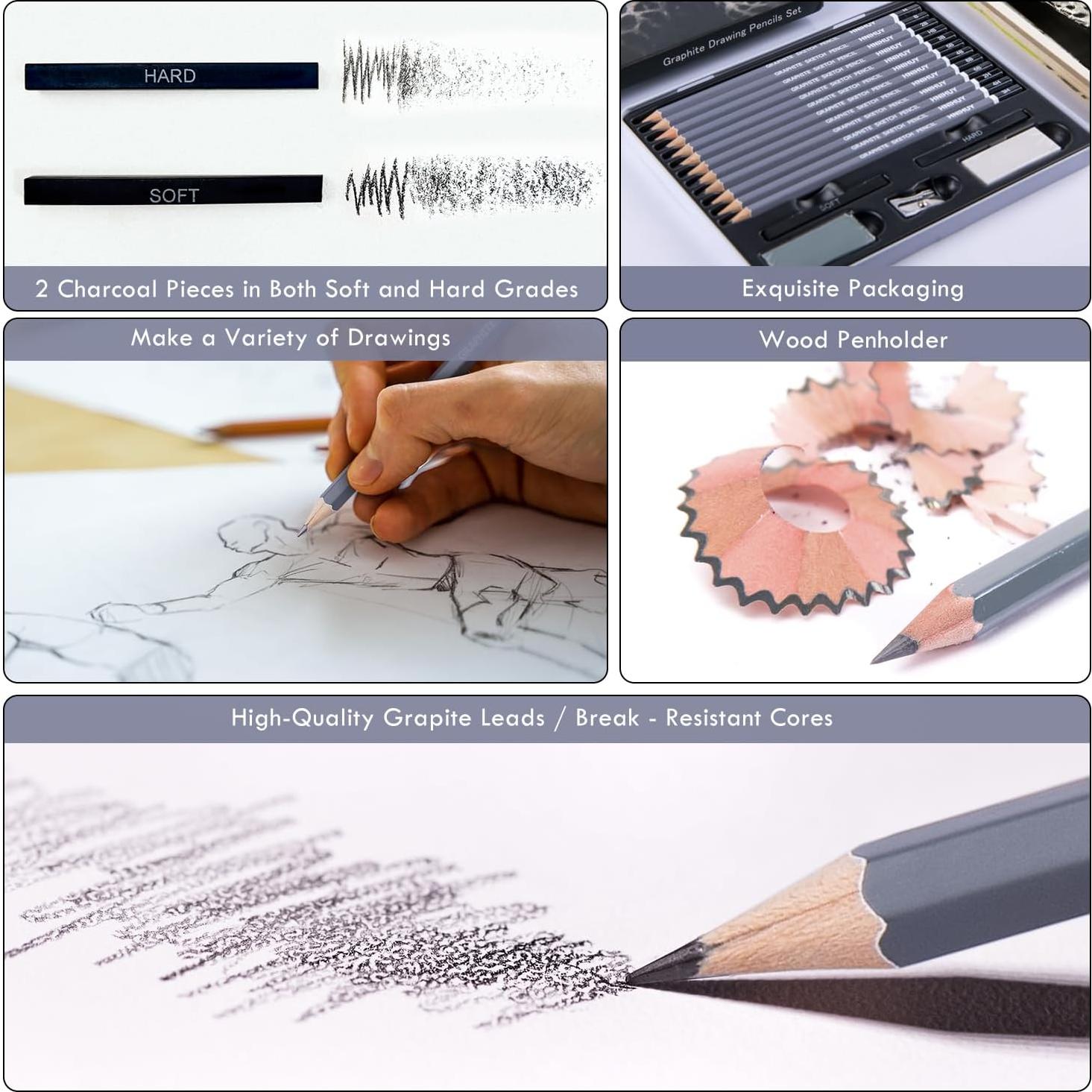 Conjunto de Lápices de Dibujo Profesional HNIHUY 17 Pcs