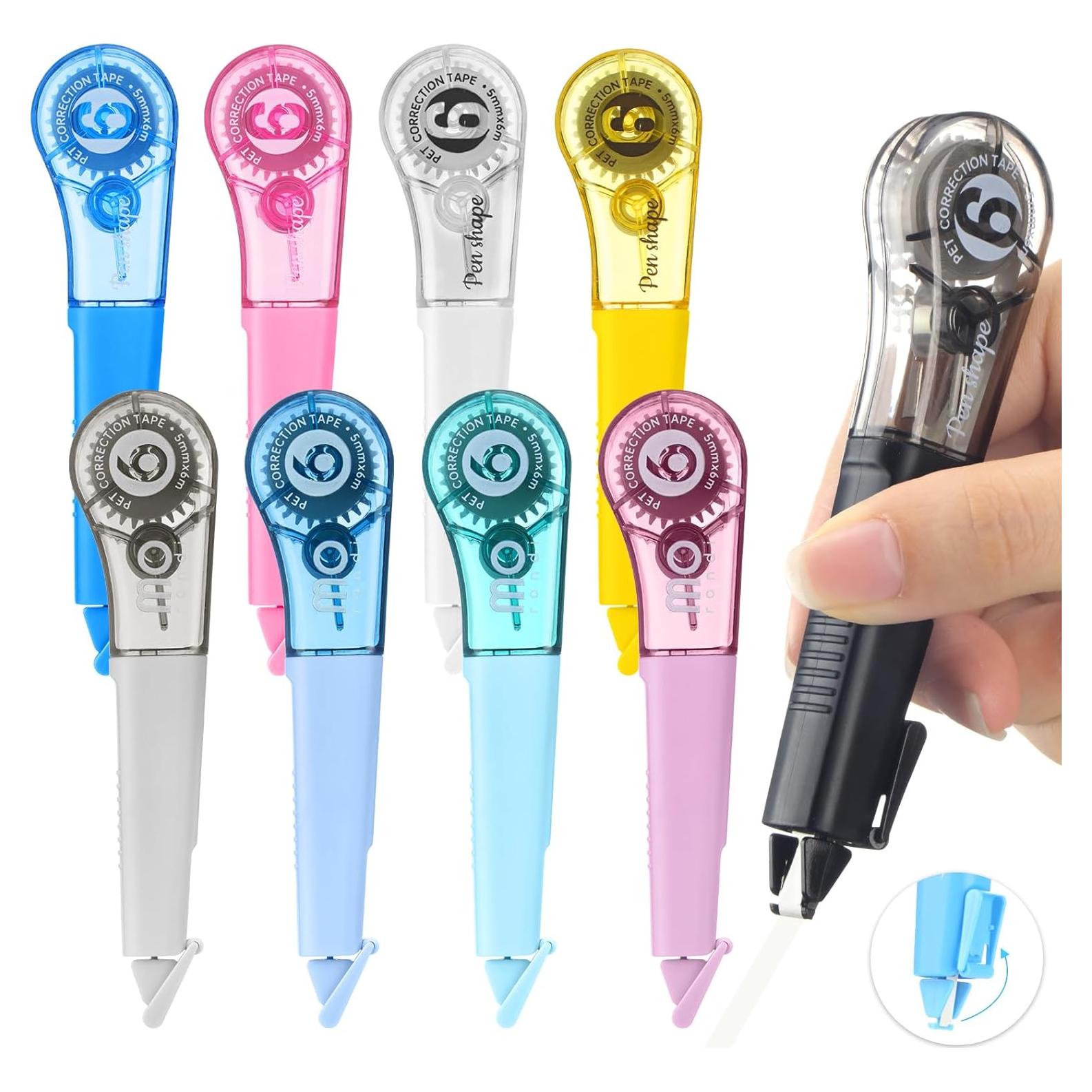 Paquete de 9 bolígrafos correctores Auroray 1.27 cm x 600 cm