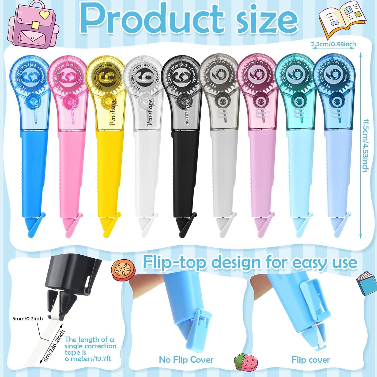 Paquete de 9 bolígrafos correctores Auroray 1.27 cm x 600 cm