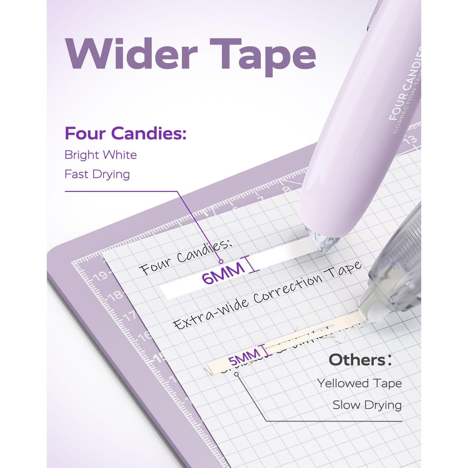 Cinta Correctora Retráctil Cuatro Caramelos 6mm Blanca 4PCS