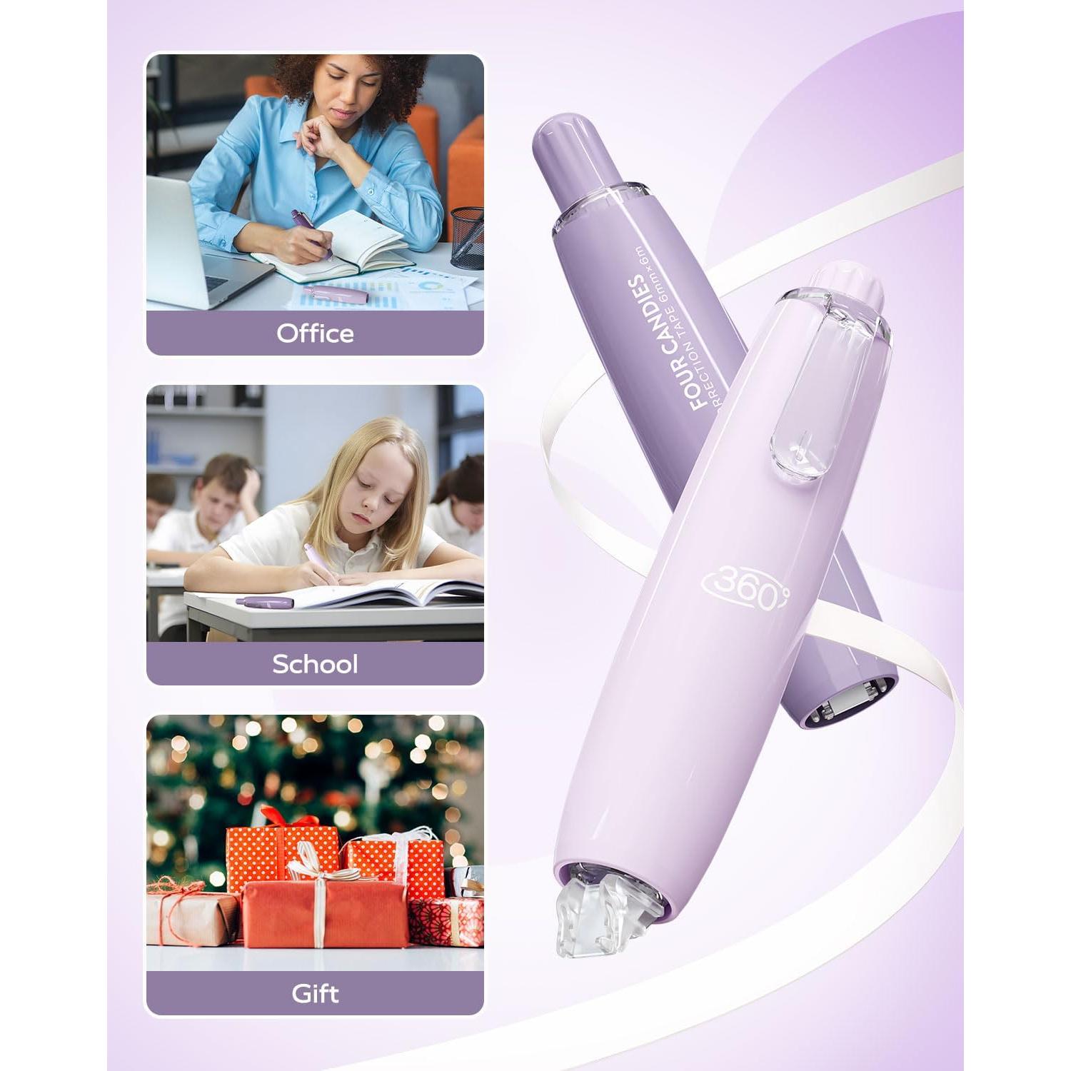 Cinta Correctora Retráctil Cuatro Caramelos 6mm Blanca 4PCS