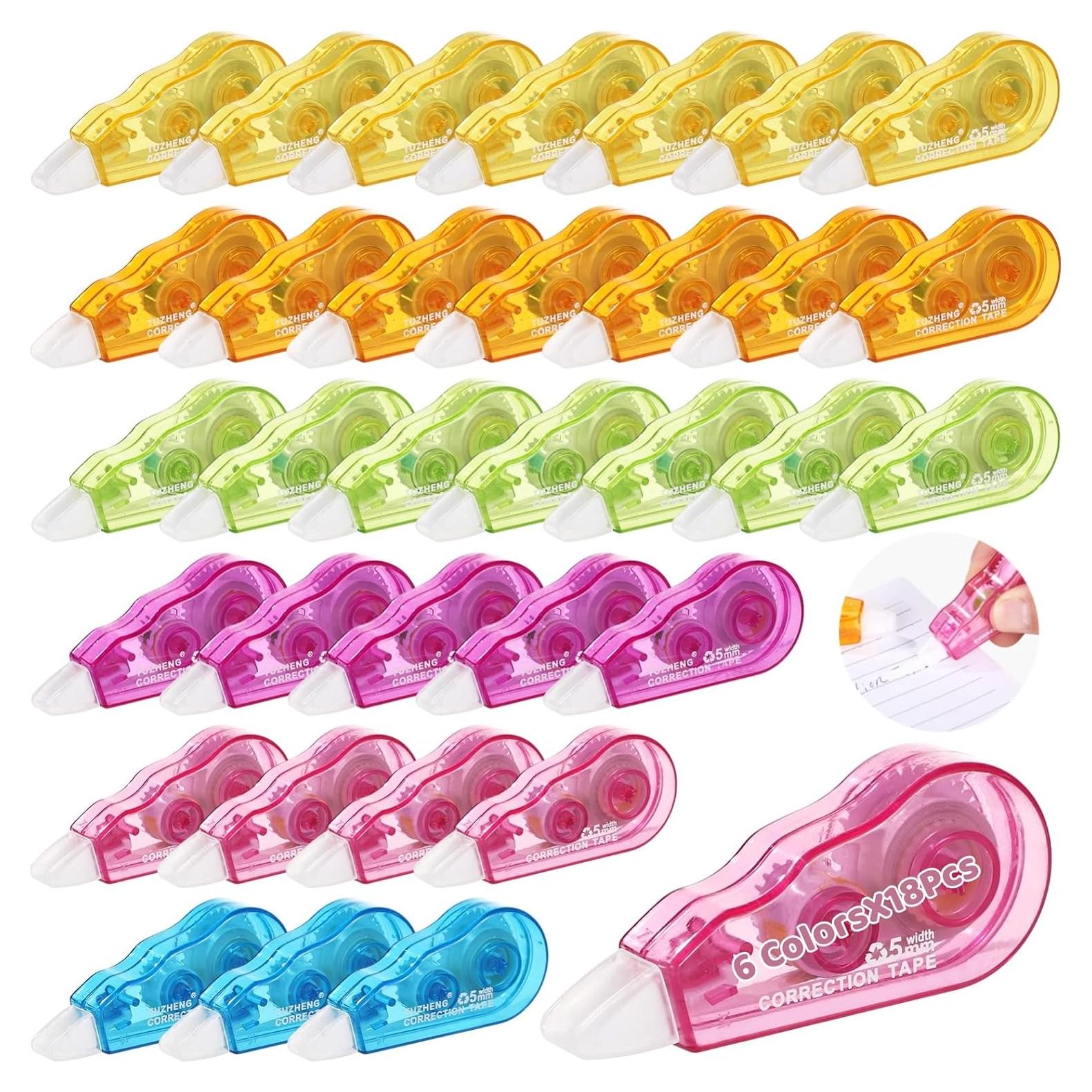 Cintas Correctoras OMISTAR 108 Pcs 0.5 cm x 24 m Colores