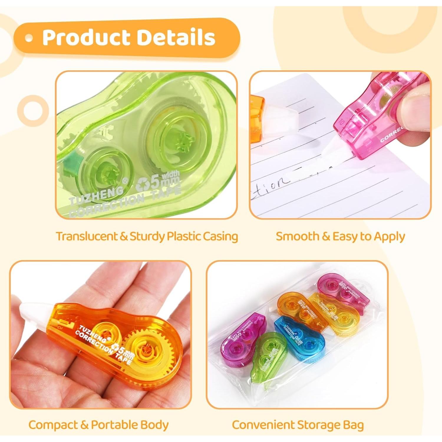 Cintas Correctoras OMISTAR 108 Pcs 0.5 cm x 24 m Colores