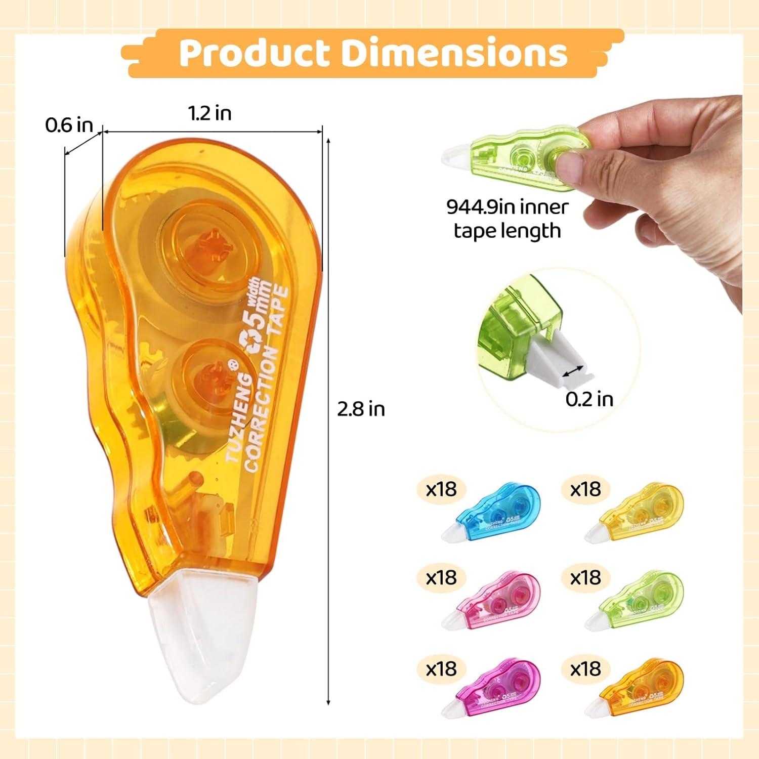 Cintas Correctoras OMISTAR 108 Pcs 0.5 cm x 24 m Colores